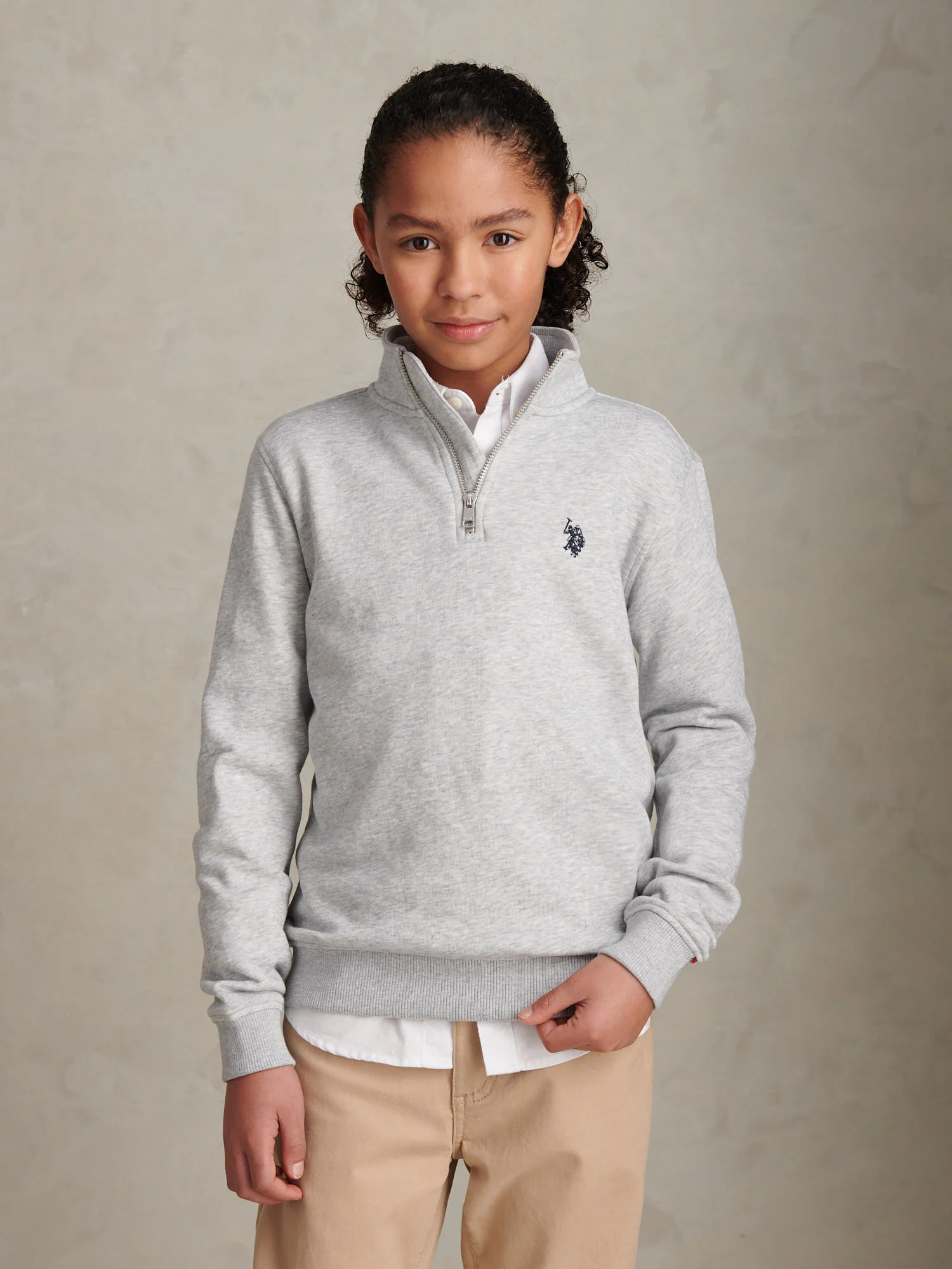 Boys Double Horsemen _ Zip Mid Grey Marl