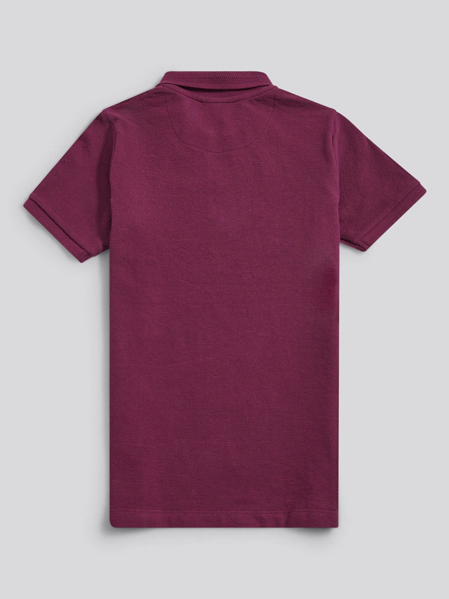 Boys Flat Pile Texture Zip Polo Shirt in Grape Wine - Image 7