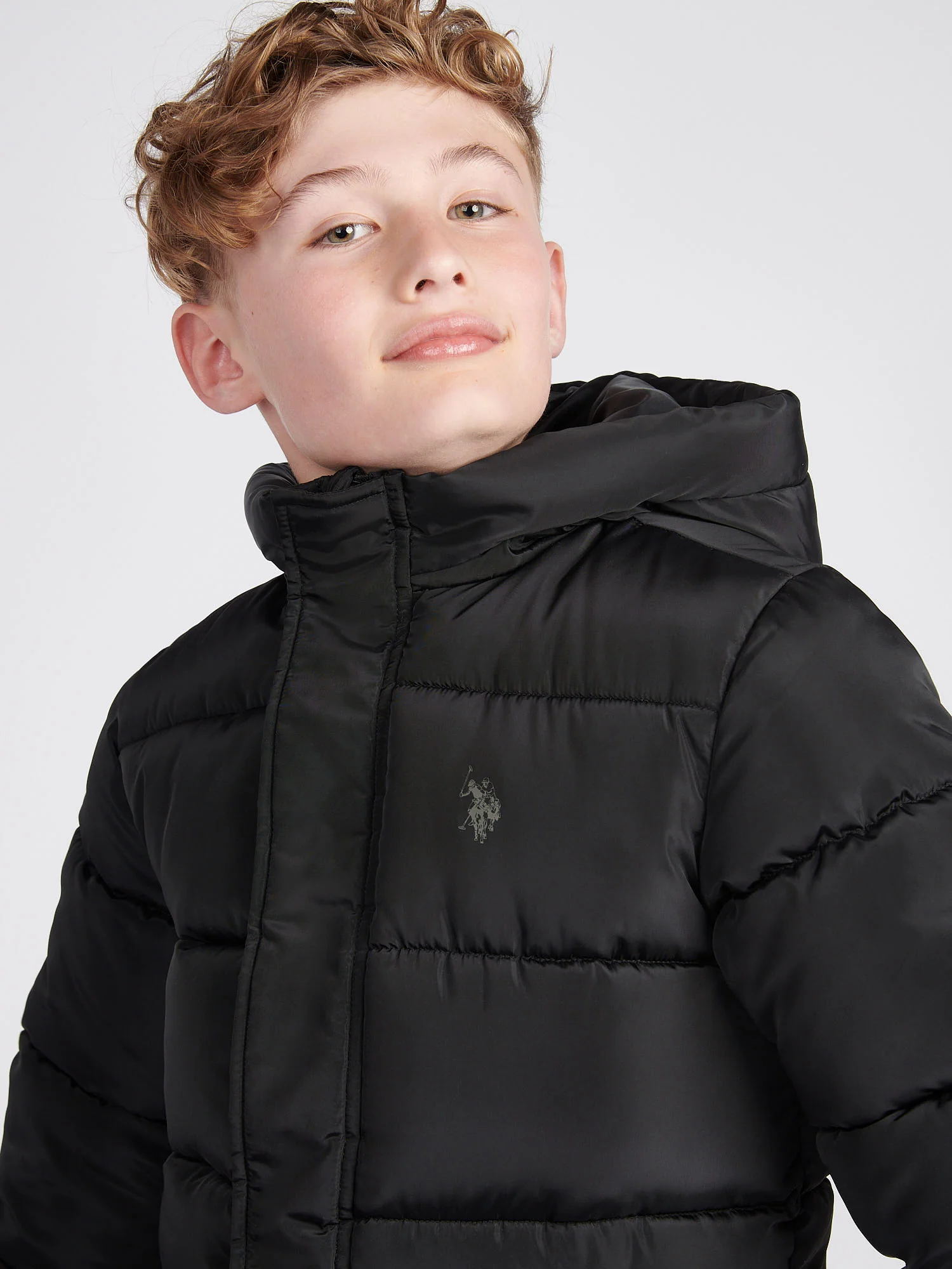 Boys Heavy Puffer Coat in Black - Image 2