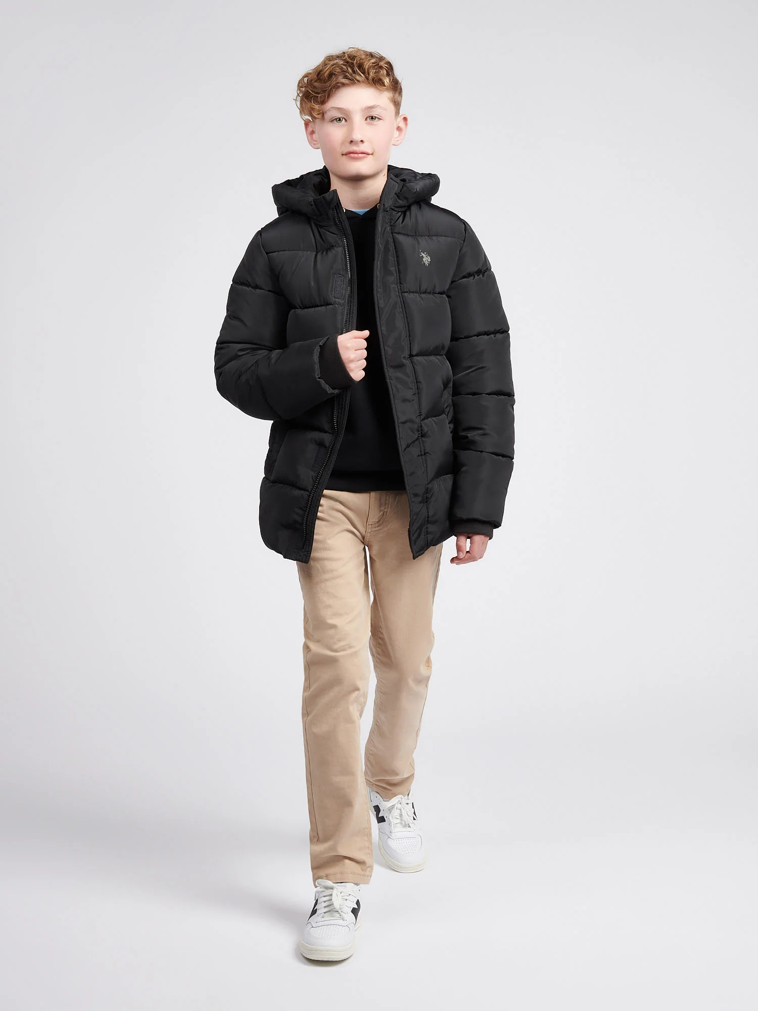 Boys Heavy Puffer Coat in Black - Image 3