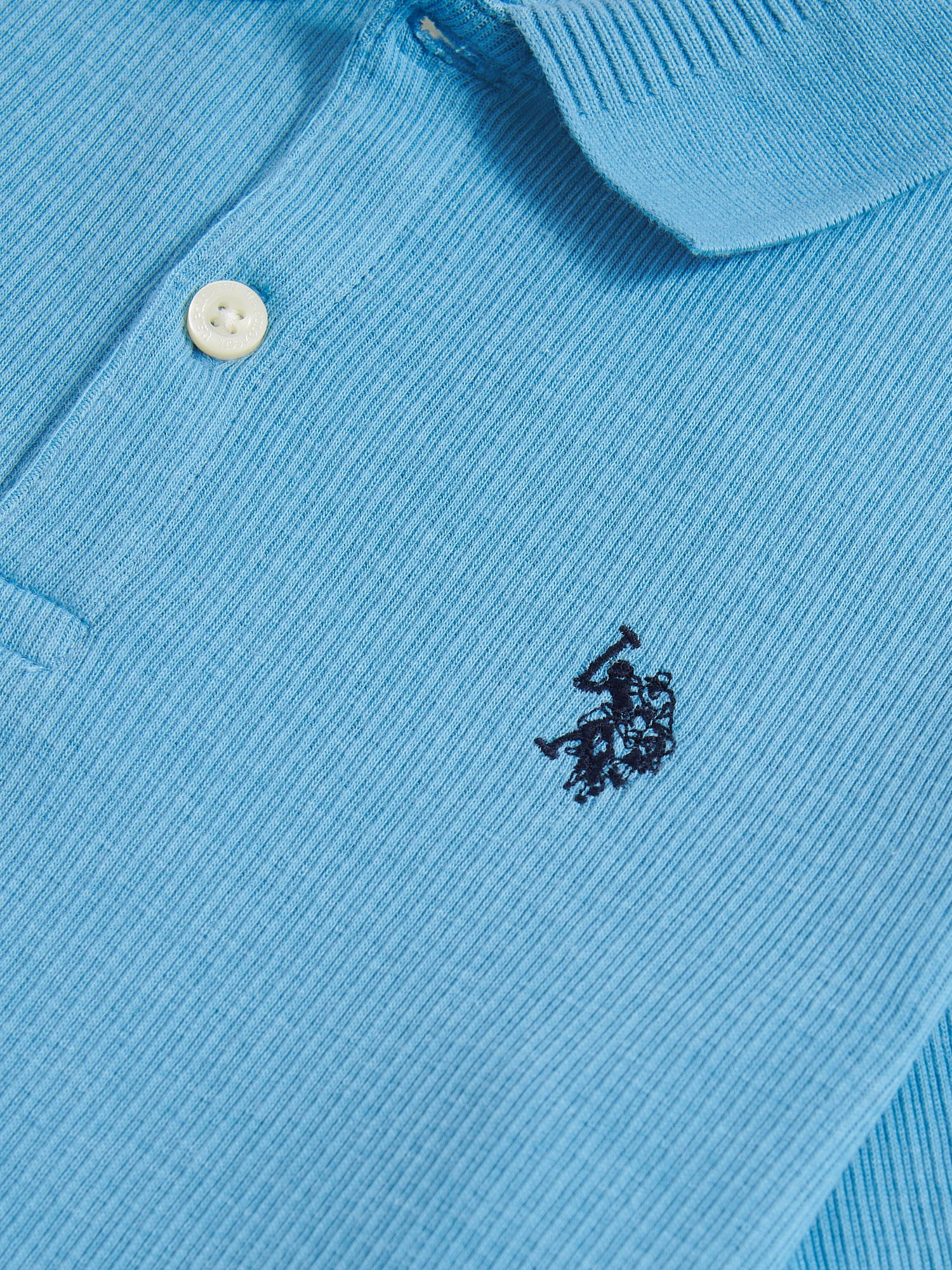 Boys Heritage Textured Polo Shirt in Heritage Blue - Image 3
