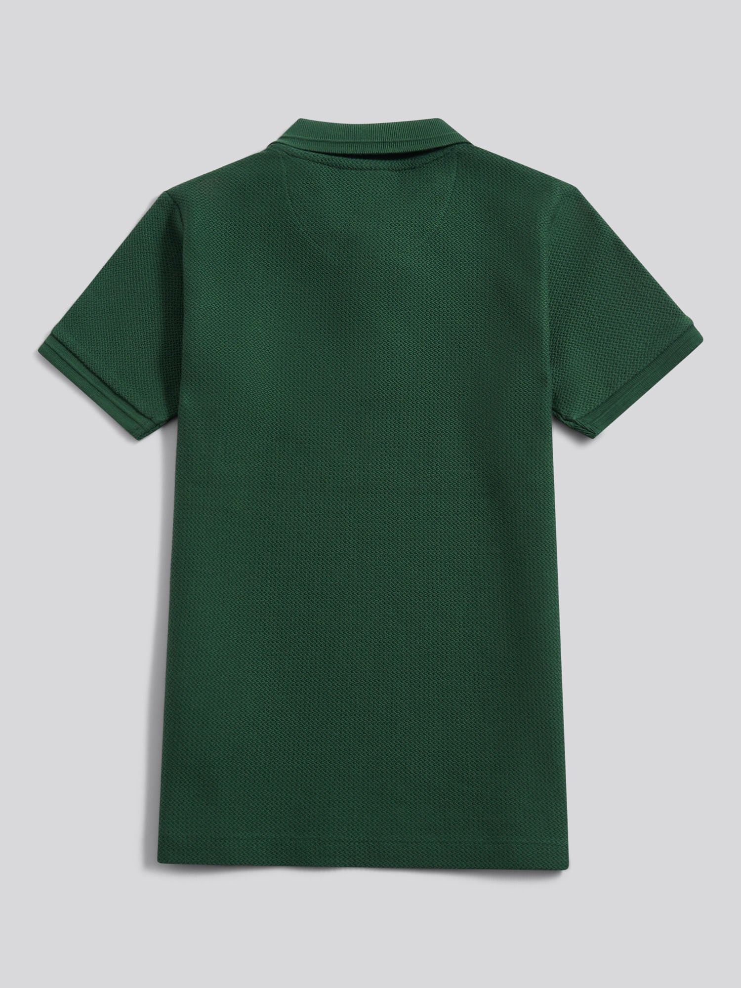 Boys Herringbone Texture Polo Shirt in Pineneedle - Image 6