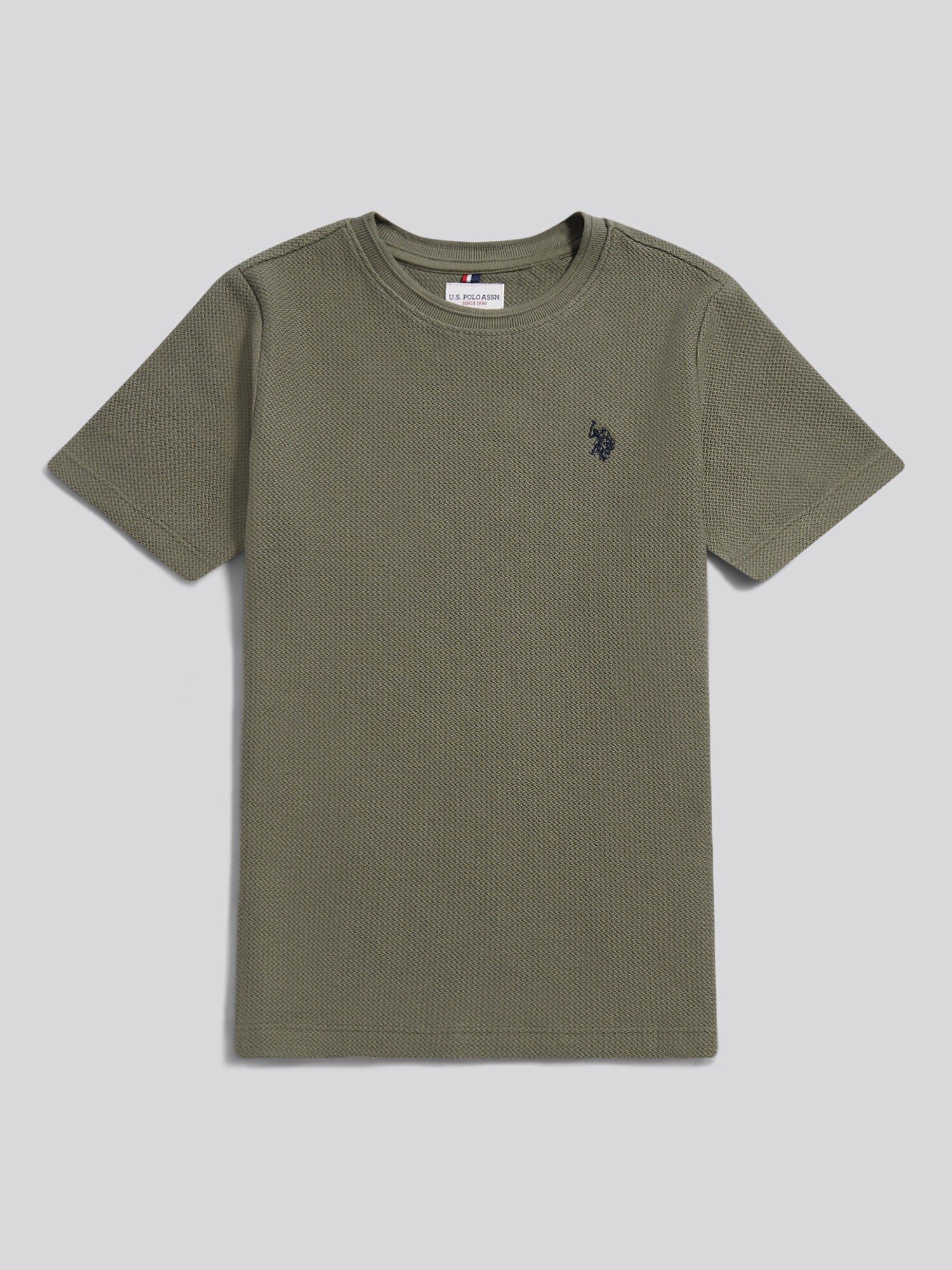 Boys Herringbone Texture T-Shirt in Mulled Basil - Image 5