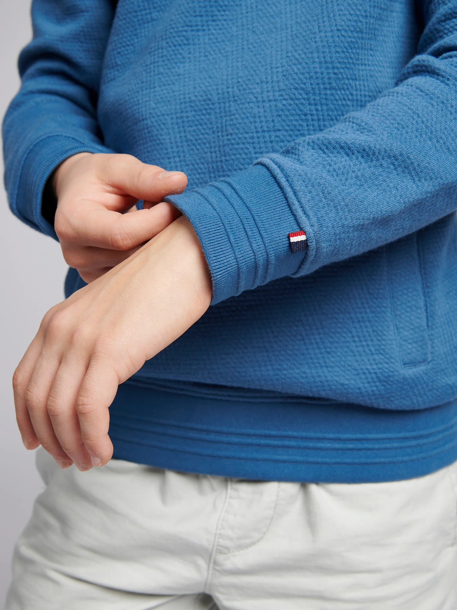 Boys Herringbone ¼ Zip Sweatshirt in Blue Horizon Marl - Image 5