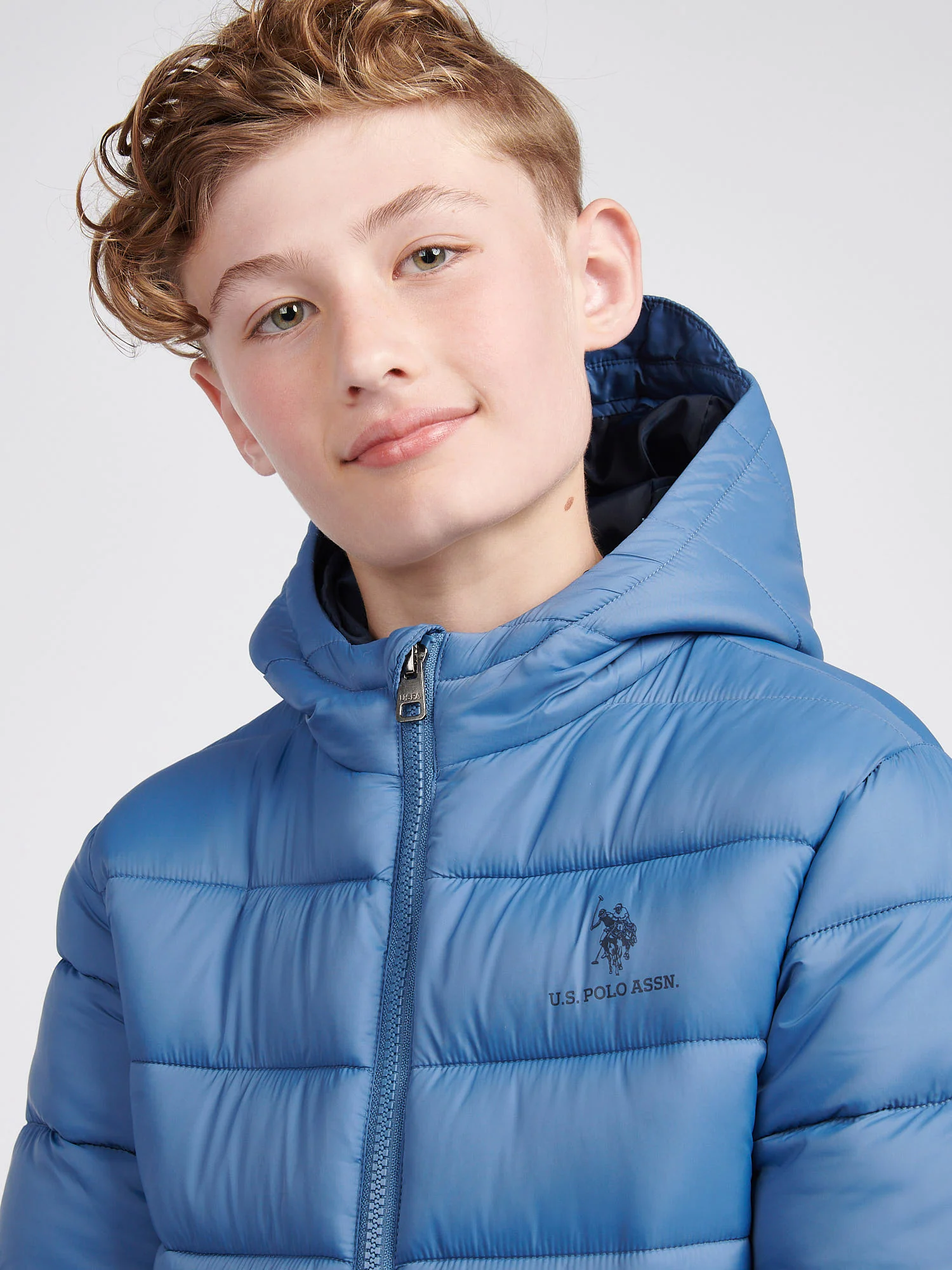 Boys Hooded Quilted Jacket in Blue Horizon - Image 2