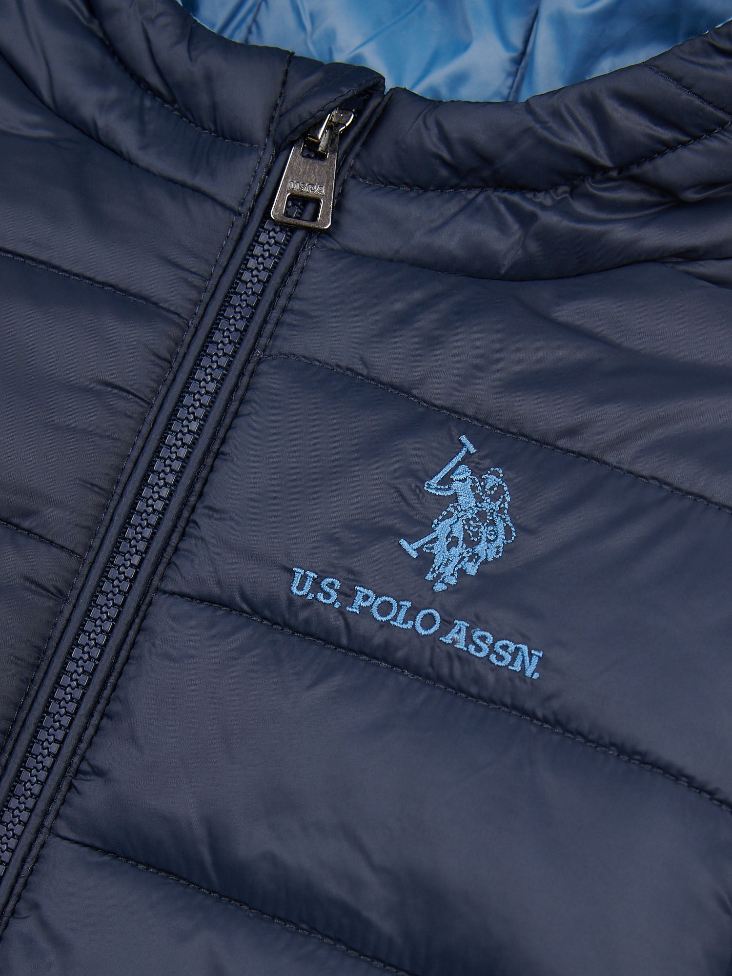 Boys Hooded Quilted Jacket with Peak in Dark Sapphire Navy - Image 3