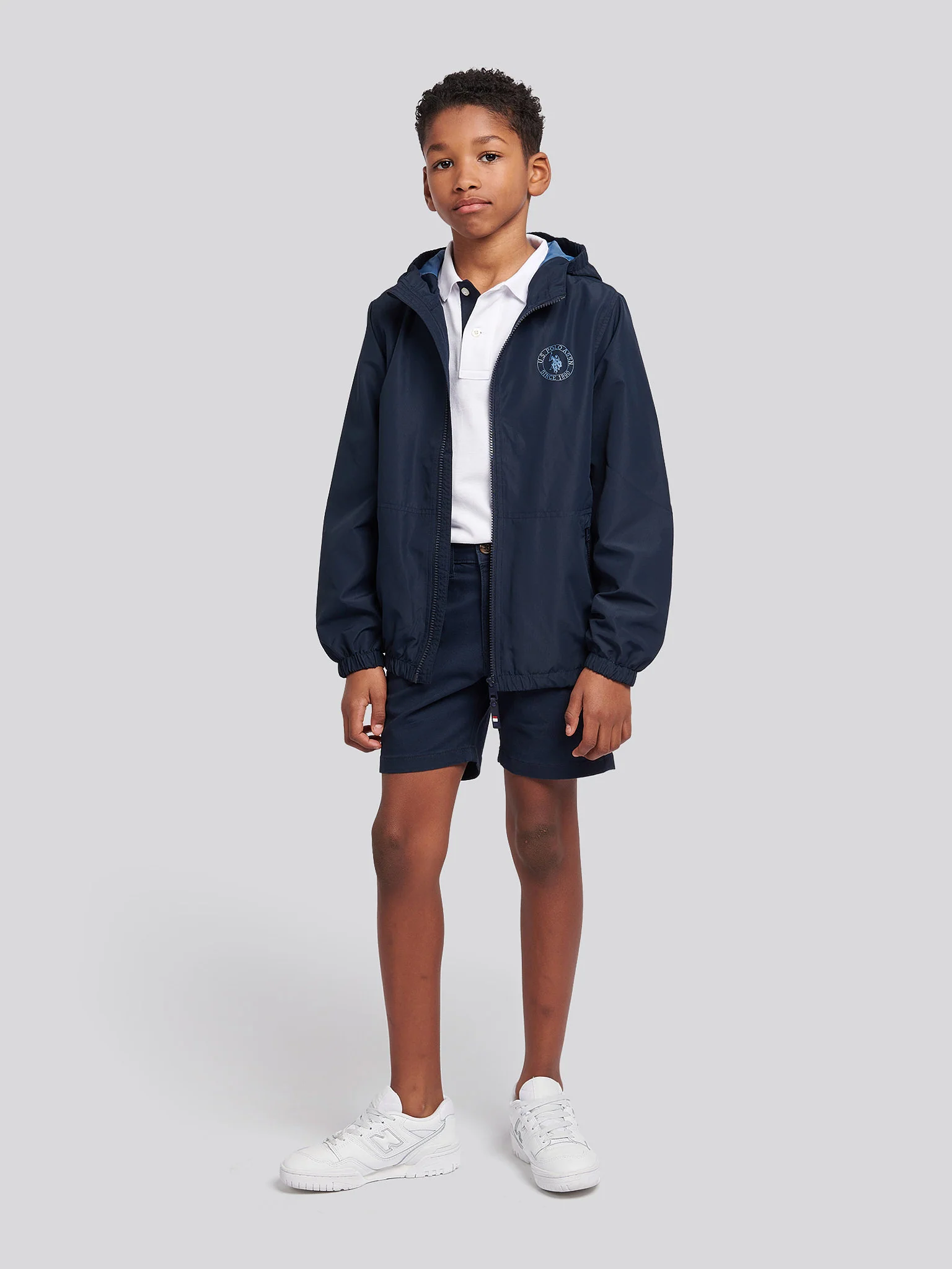 Boys Hooded Windbreaker in Dark Sapphire Navy - Image 3