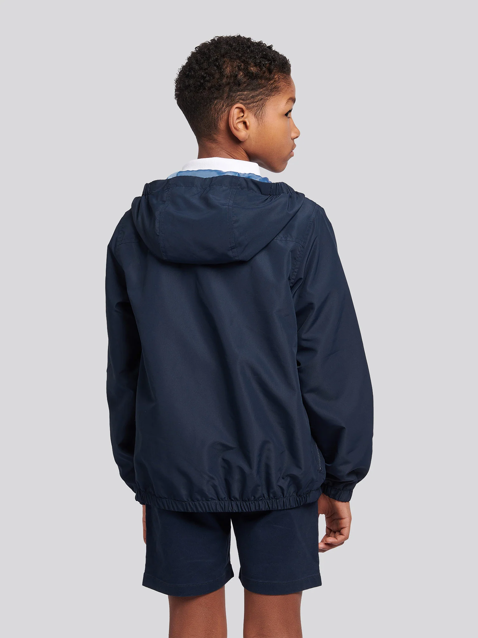Boys Hooded Windbreaker in Dark Sapphire Navy - Image 4