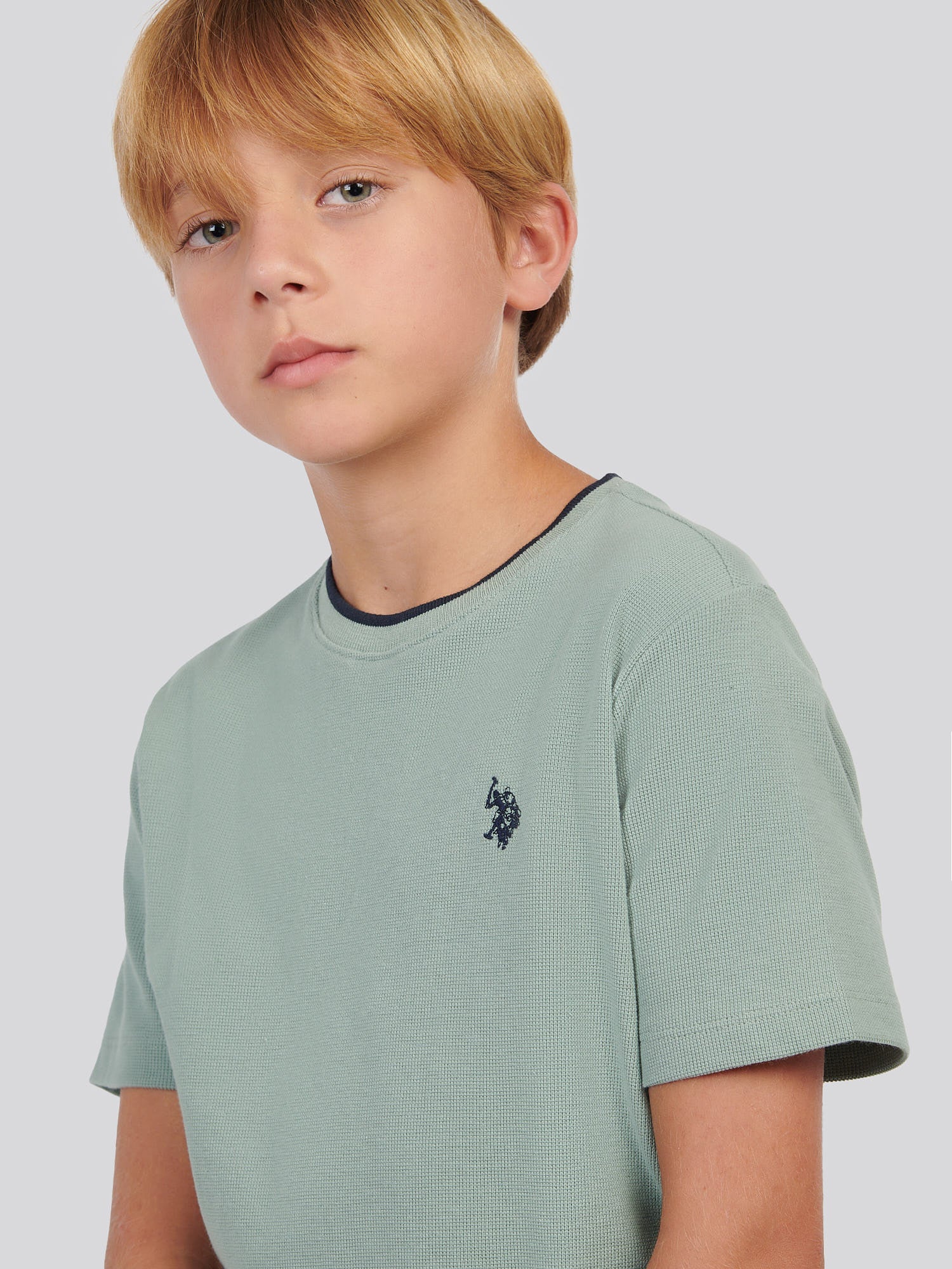 Boys Knit Texture T-Shirt in Iceberg Green - Image 2