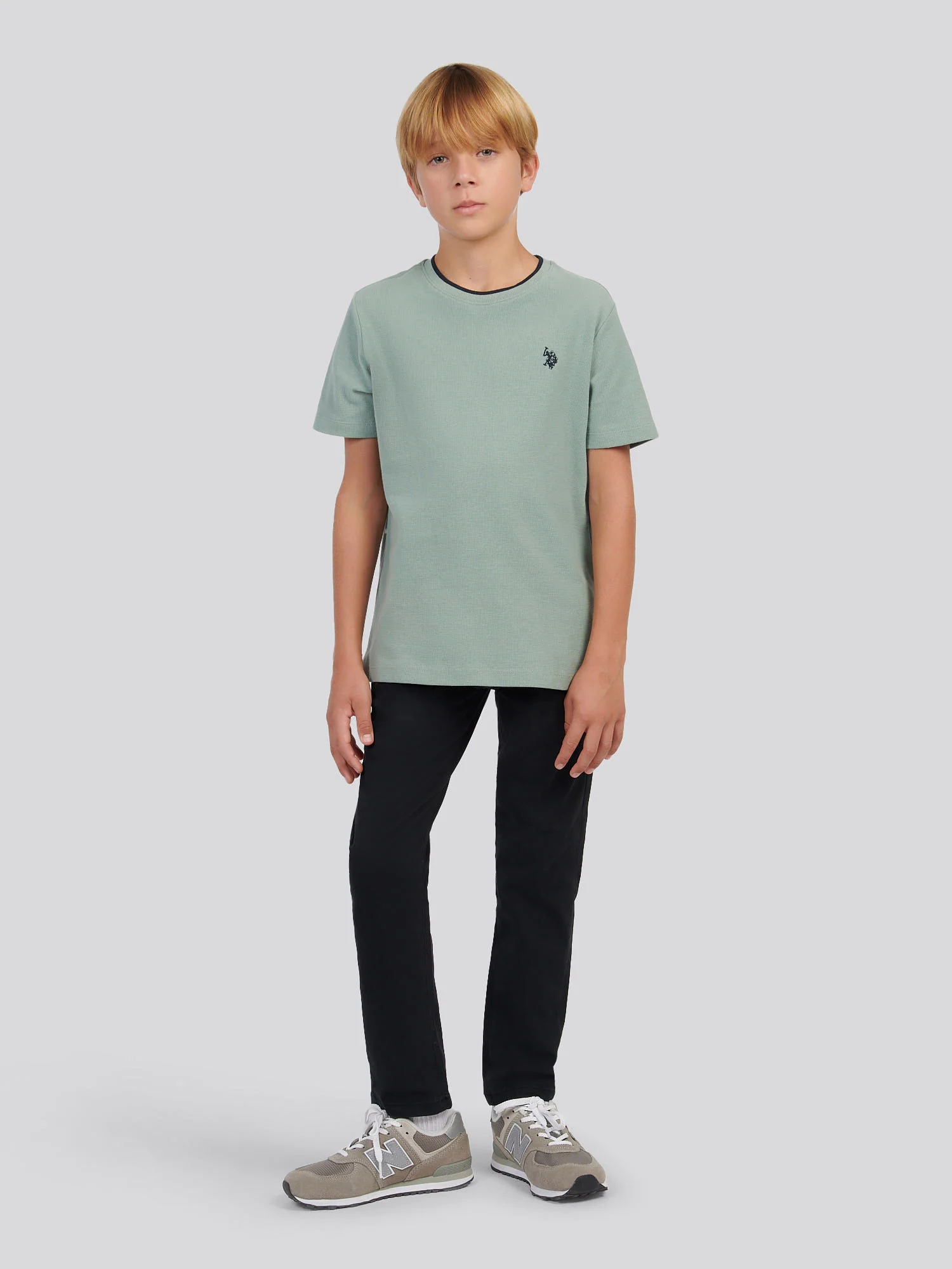 Boys Knit Texture T-Shirt in Iceberg Green - Image 3