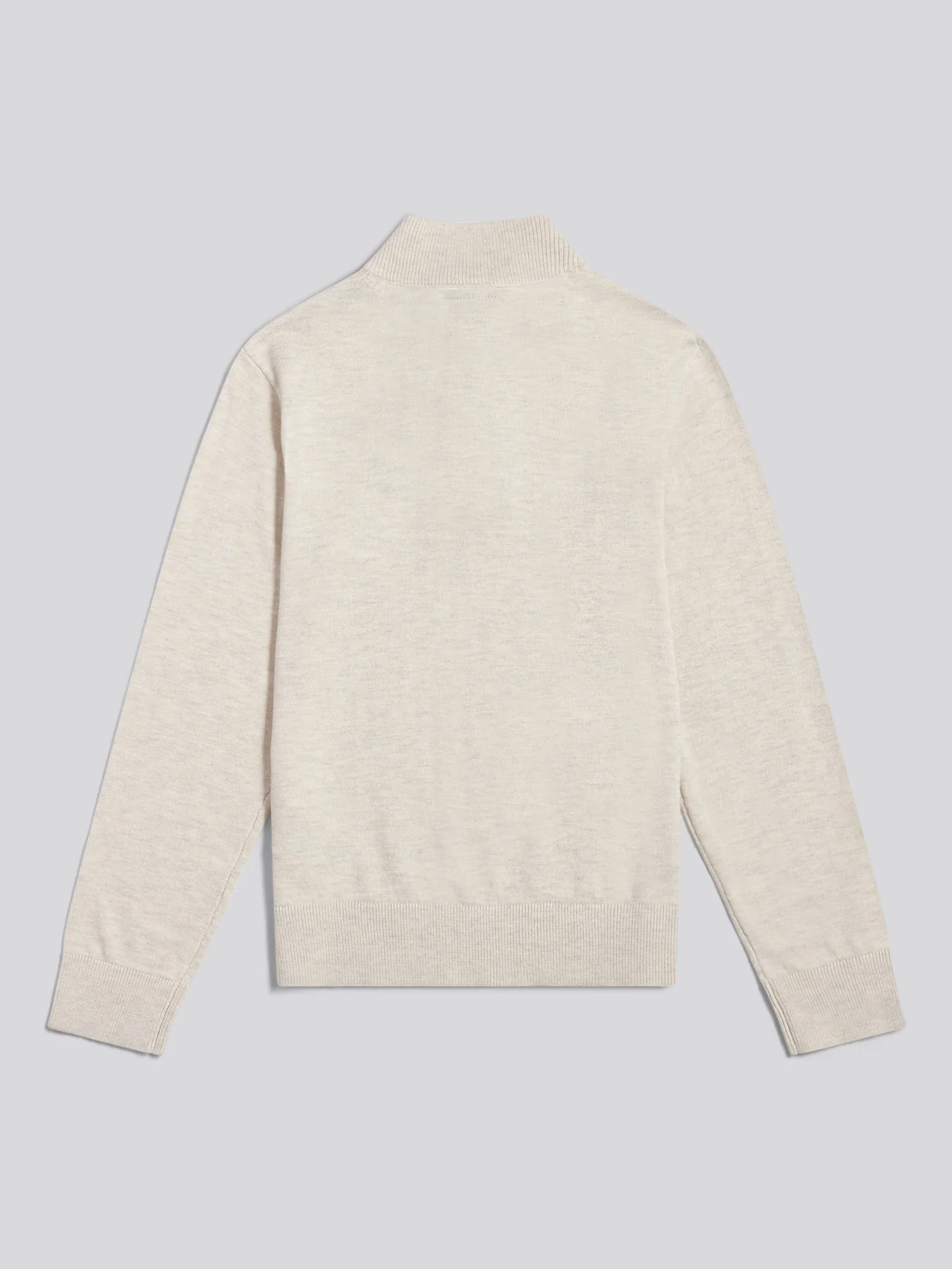 Boys Knitted Cotton Rich 1/4 Zip Birch Marl - Image 6