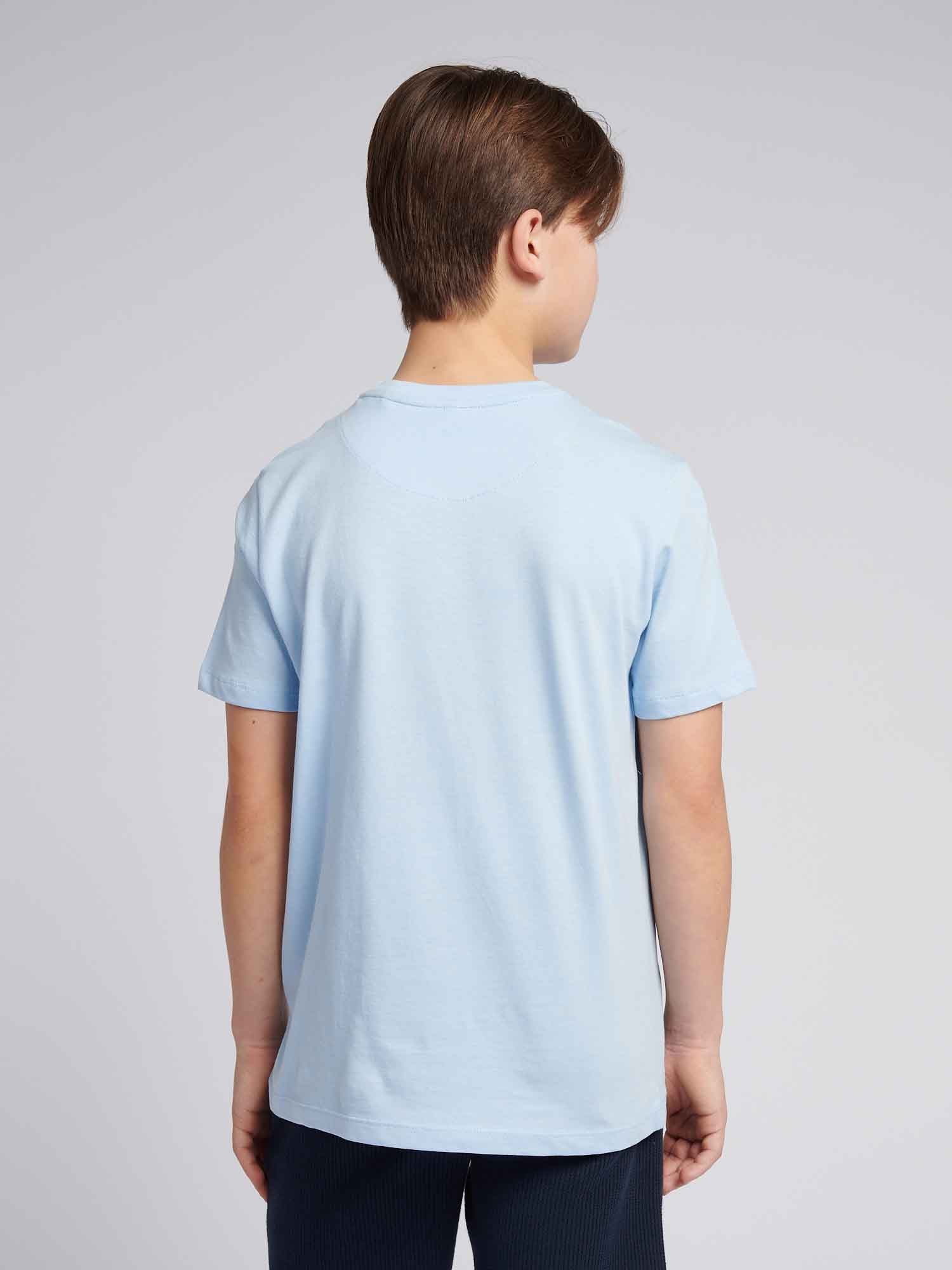 Boys Large Double Horsemen Graphic T-Shirt in Chambray Blue - Image 4