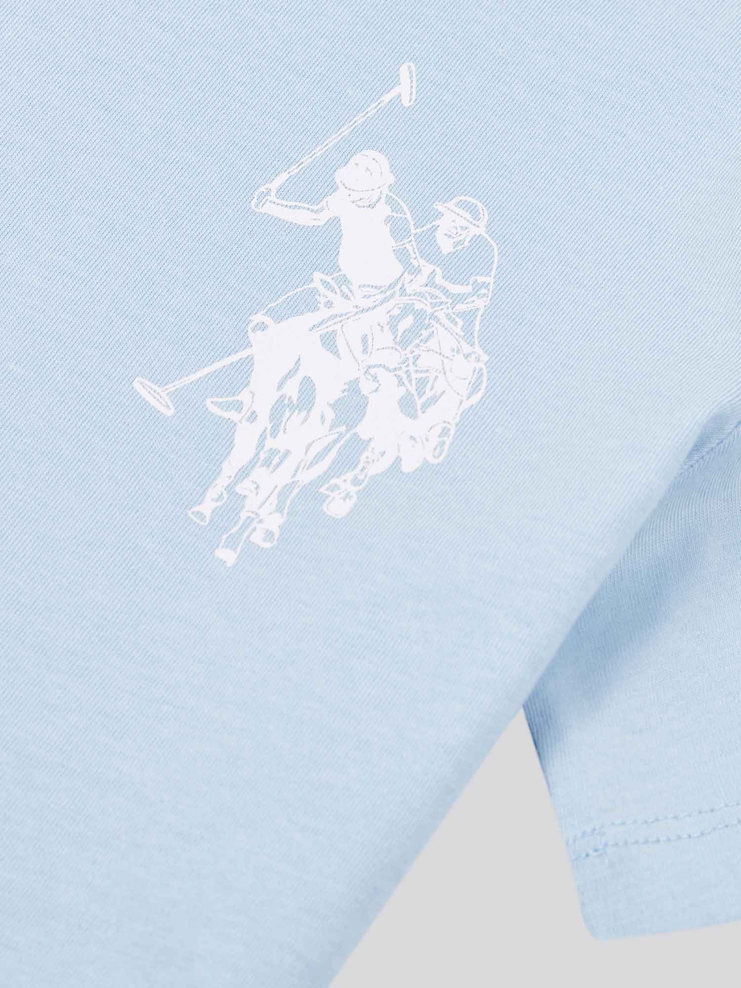 Boys Large Double Horsemen Graphic T-Shirt in Chambray Blue - Image 8