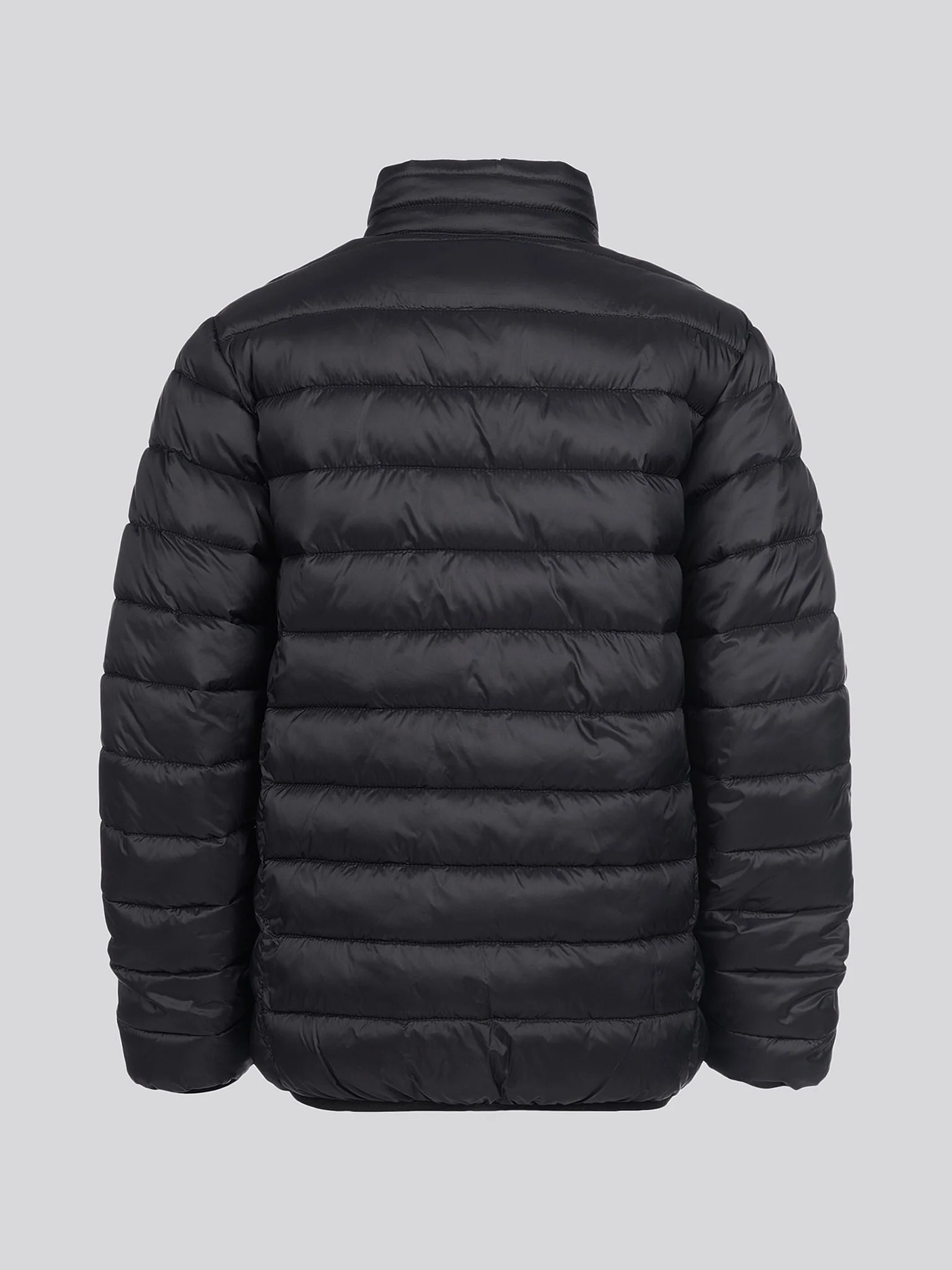 Boys Lightweight Bound Quilted Jacket in Black Bright White DHM - Image 9
