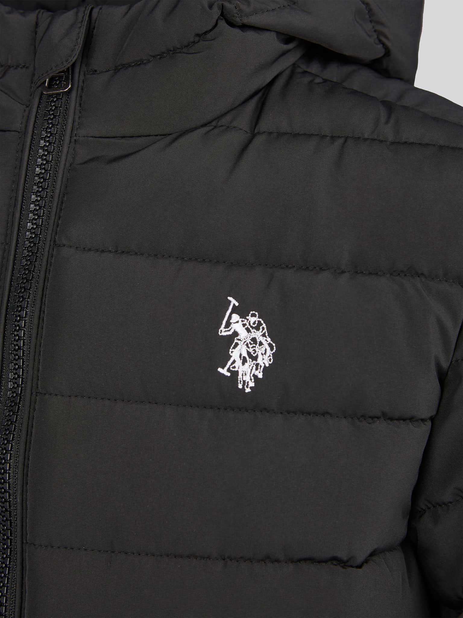 Boys Lightweight Quilt Hooded Puffer Jacket in Black - Image 8