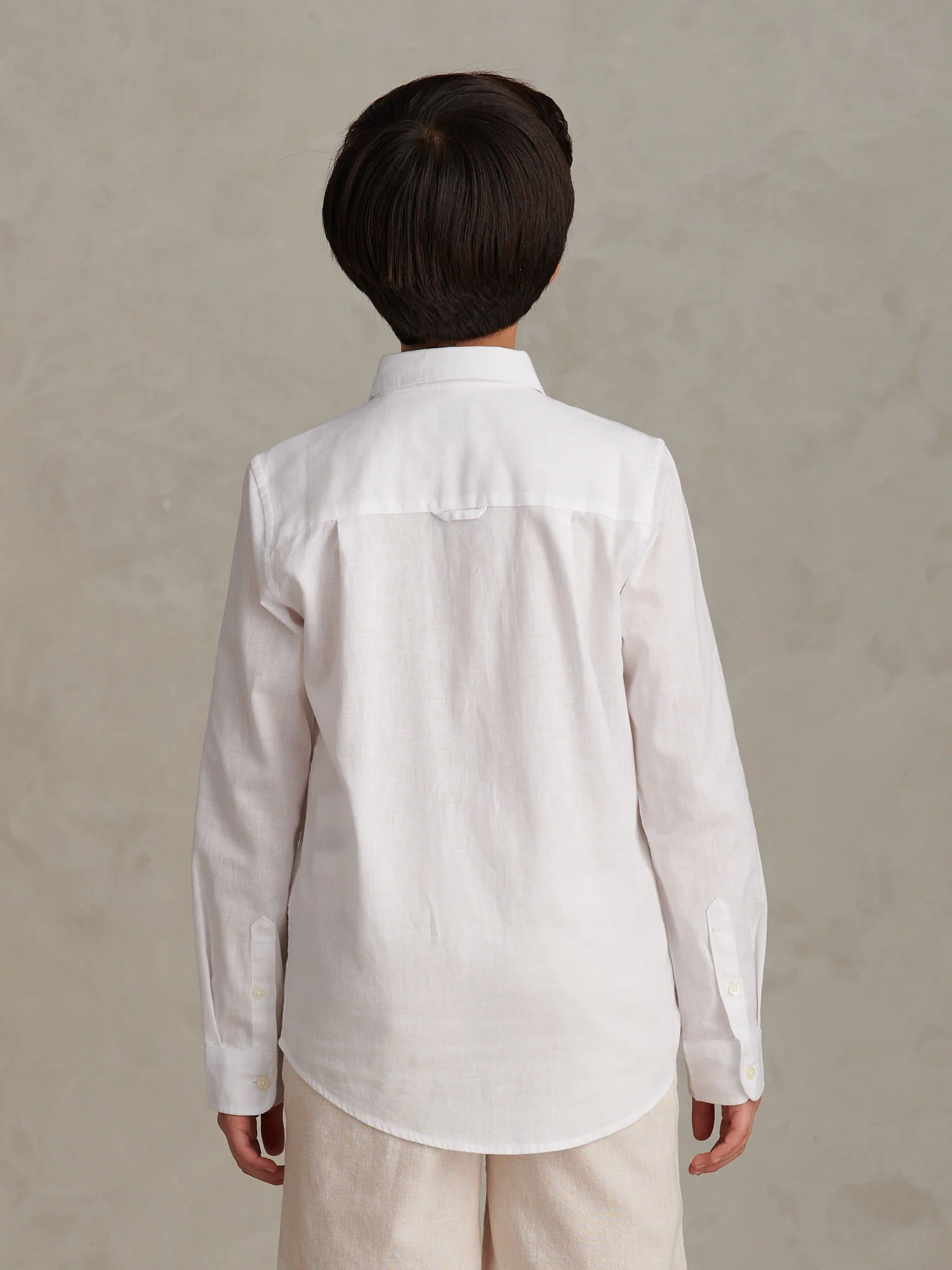 Boys Linen Blend Shirt Bright White / Harbour Mist - Image 4