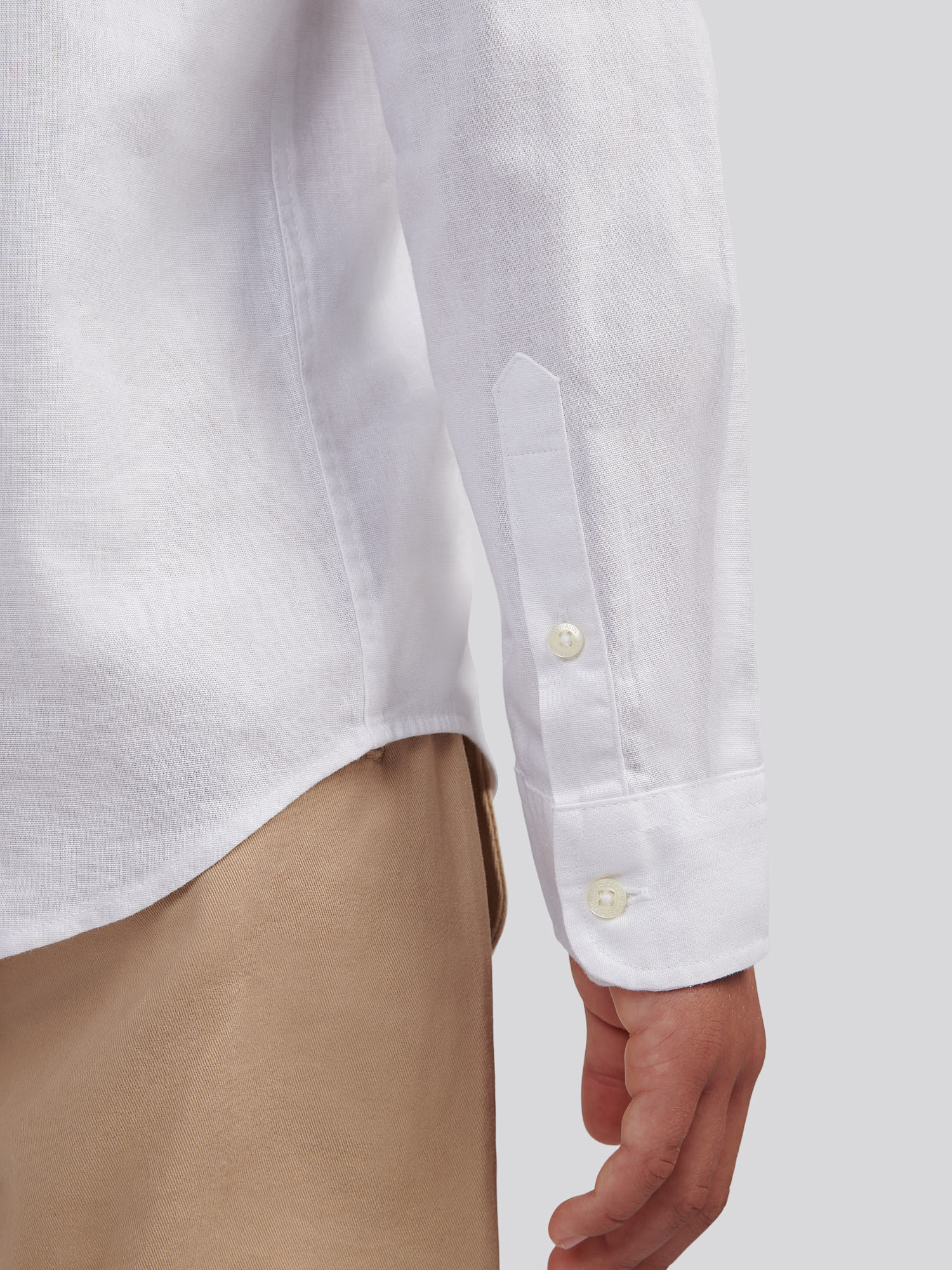 Boys Linen Blend Shirt Bright White / Harbour Mist - Image 5