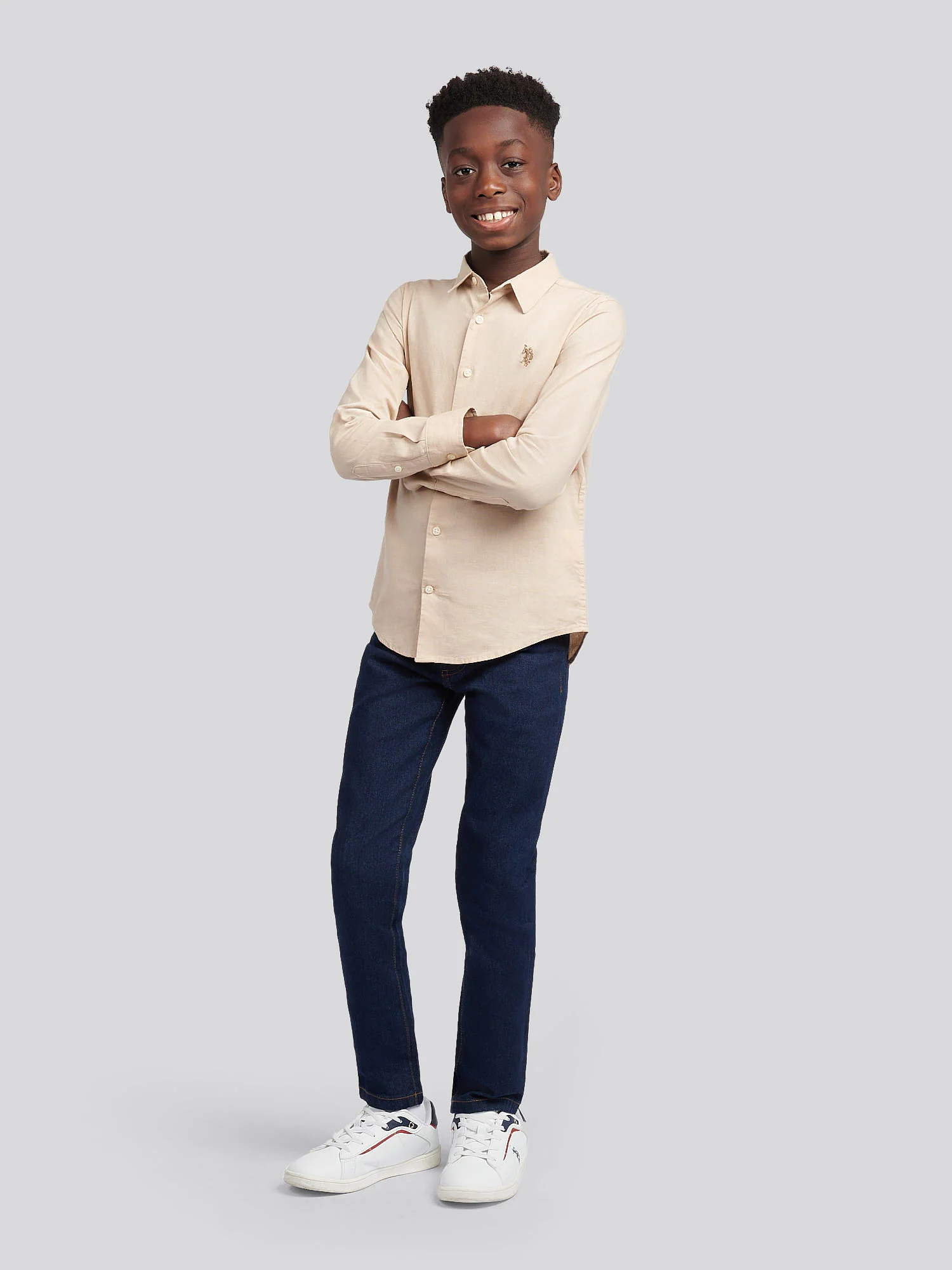 Boys Linen Blend Shirt in Doeskin - Image 3
