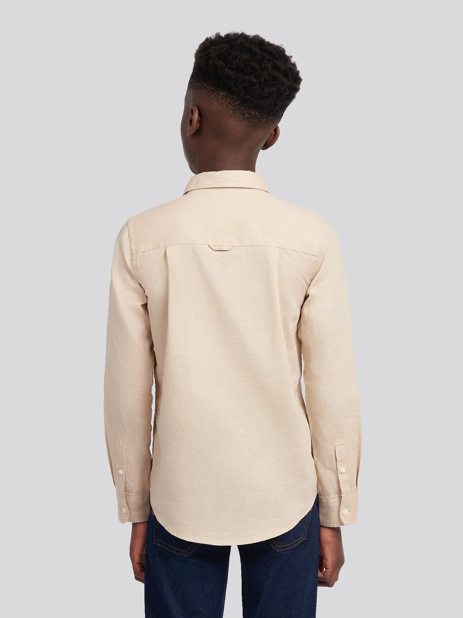 Boys Linen Blend Shirt in Doeskin - Image 4