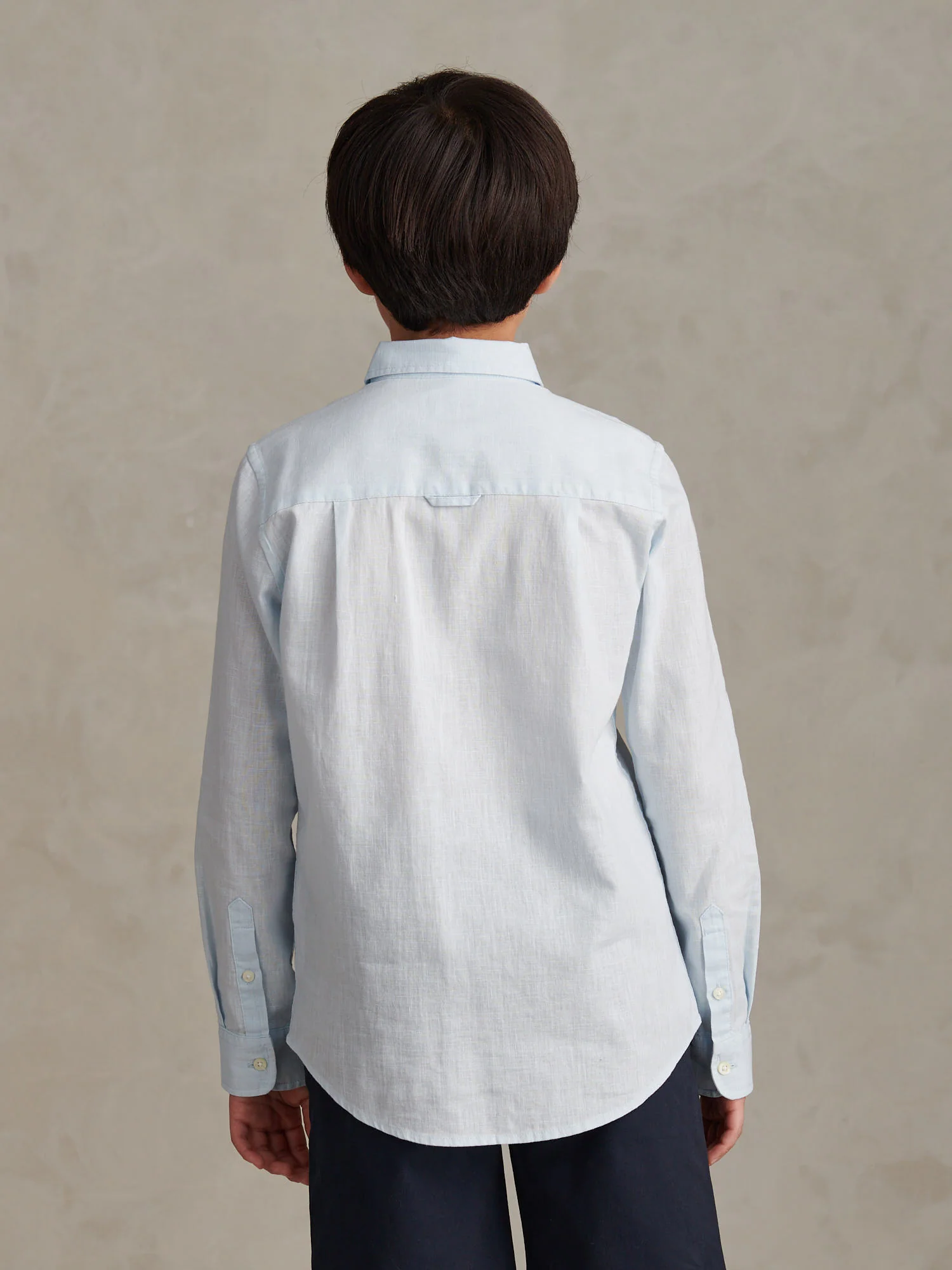Boys Linen Blend Shirt Ice Blue - Image 4