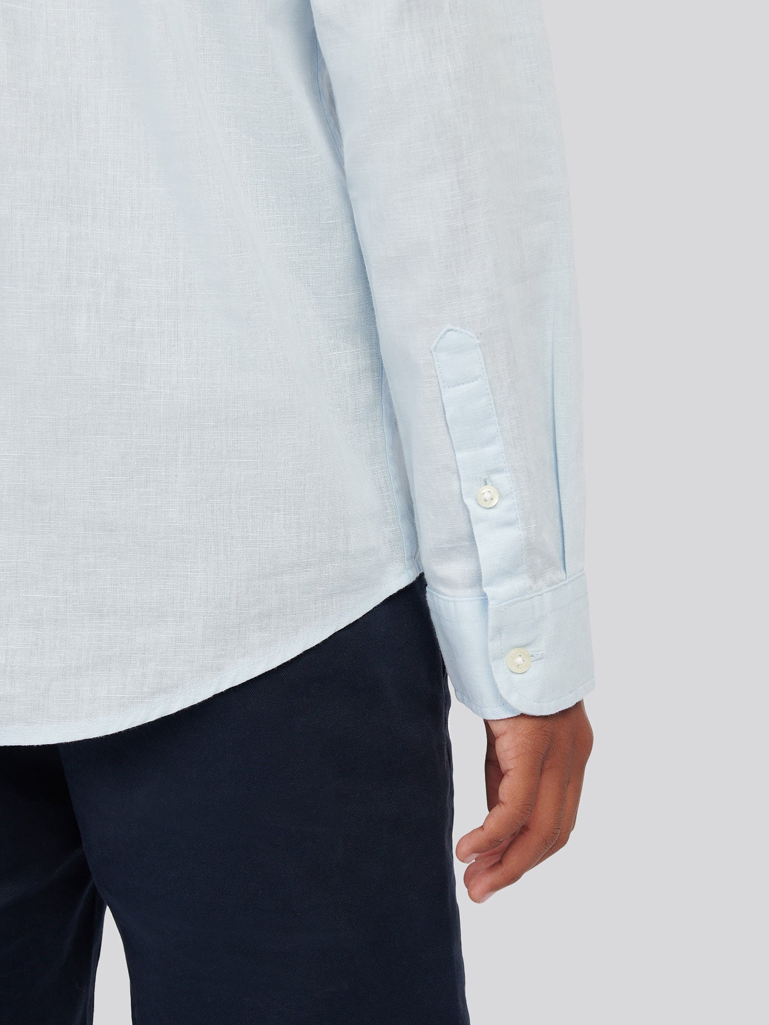Boys Linen Blend Shirt Ice Blue - Image 5