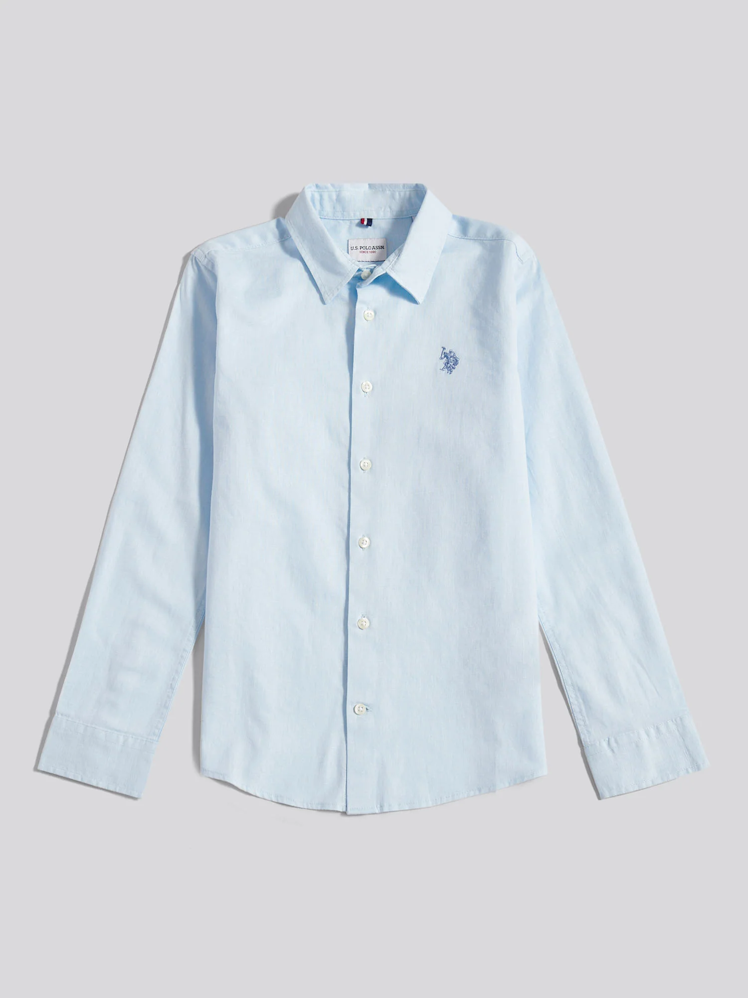 Boys Linen Blend Shirt Ice Blue - Image 7