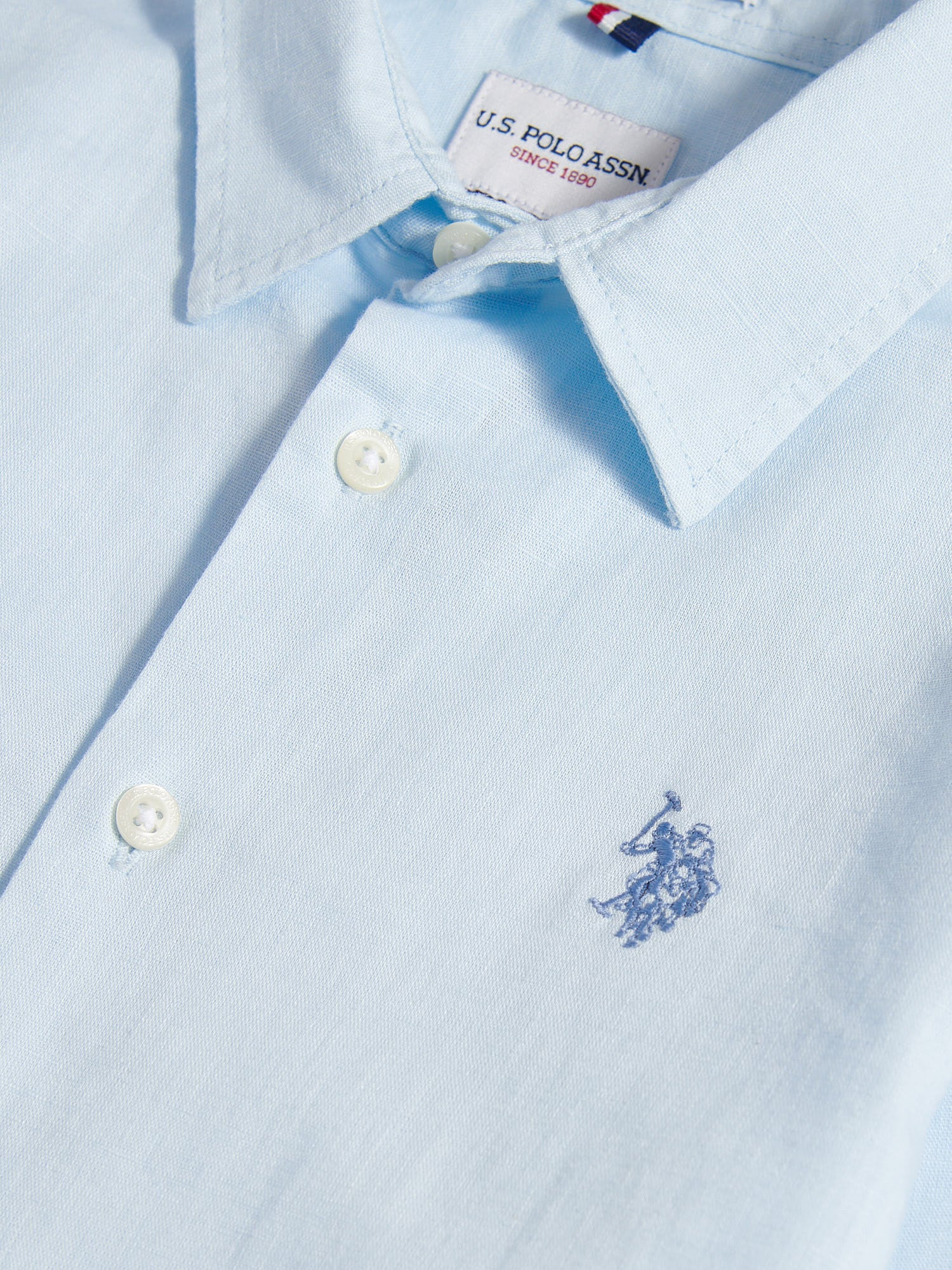 Boys Linen Blend Shirt Ice Blue - Image 9