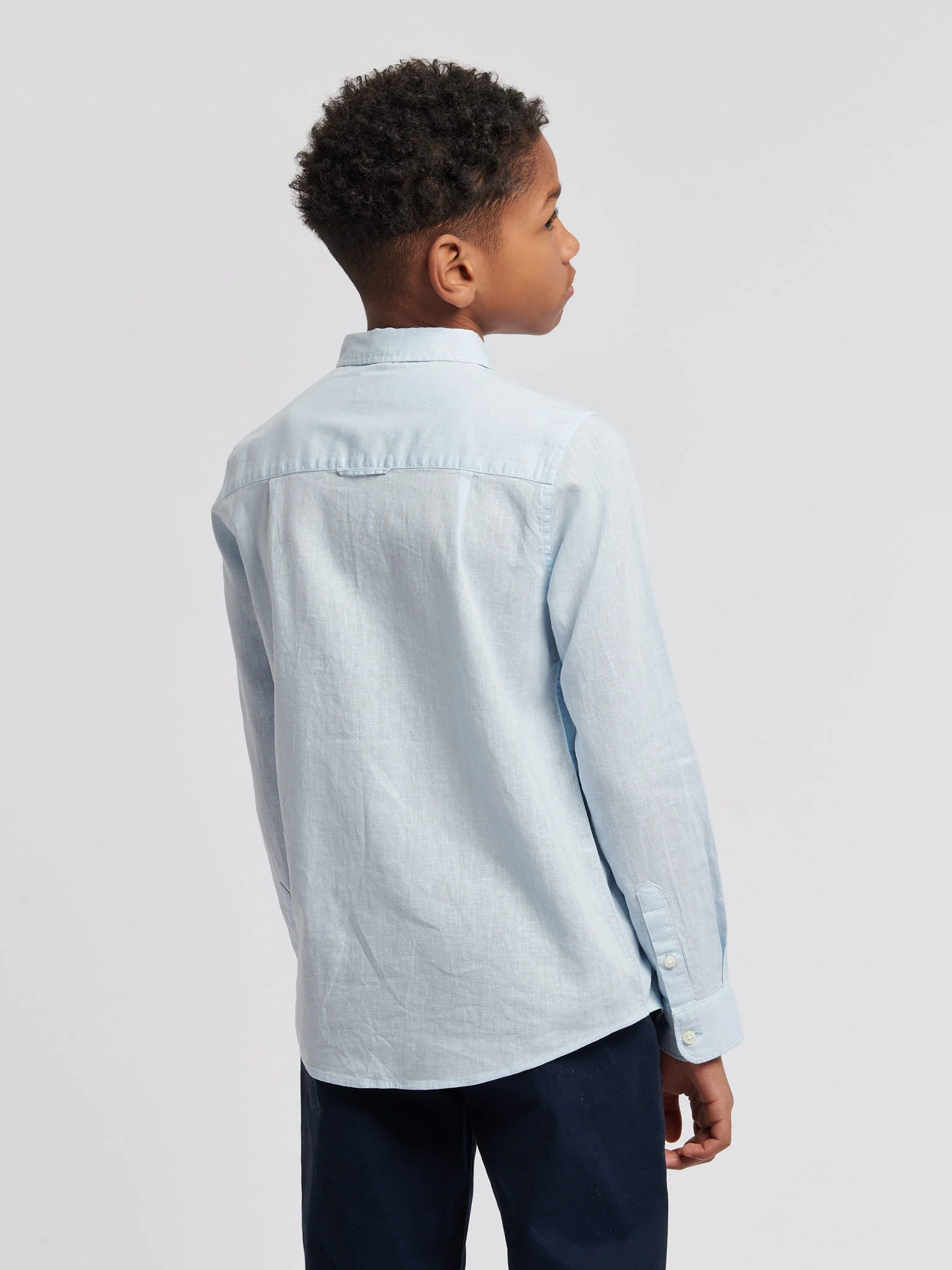 Boys Linen Blend Shirt in Ice Water - Image 4