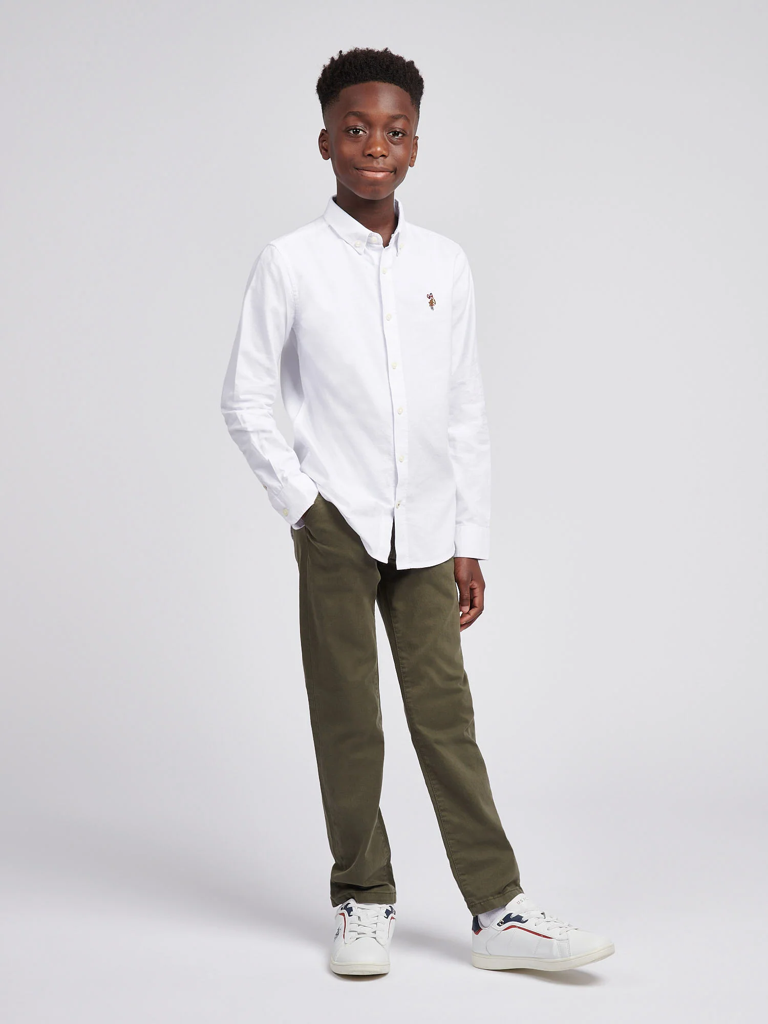 Boys Oxford Shirt in Bright White - Image 3