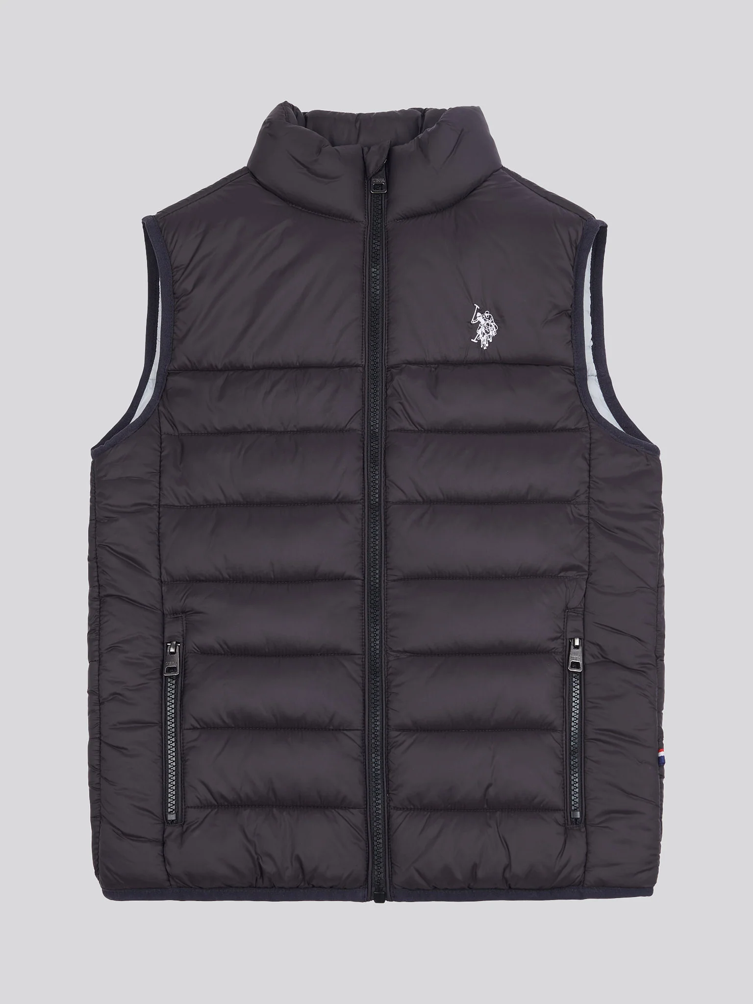 Boys Panelled Quilted Gilet in Black Bright White DHM - Image 6