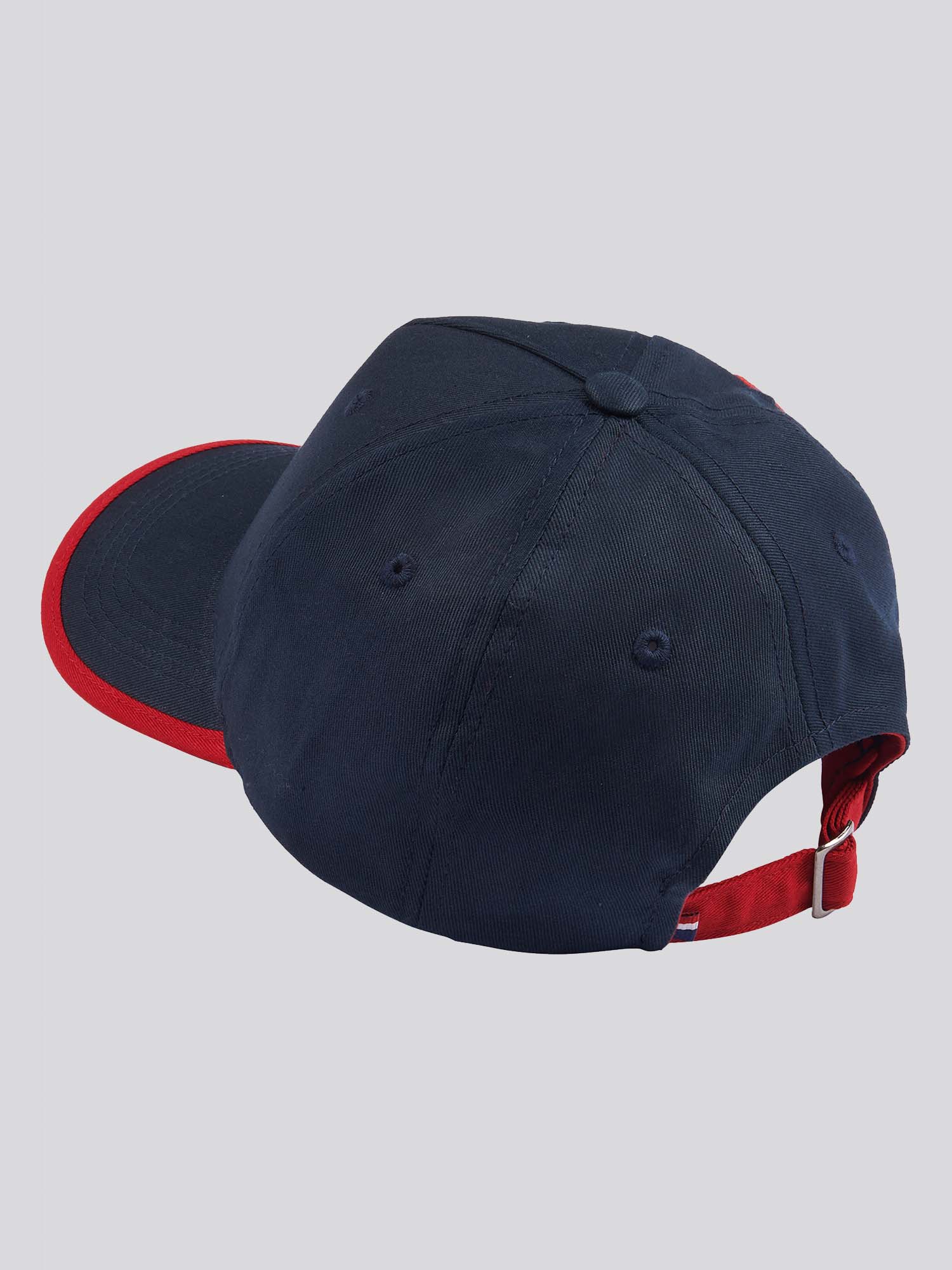 Boys Player 3 Baseball Cap in Dark Sapphire Navy / Haute Red DHM - Image 2