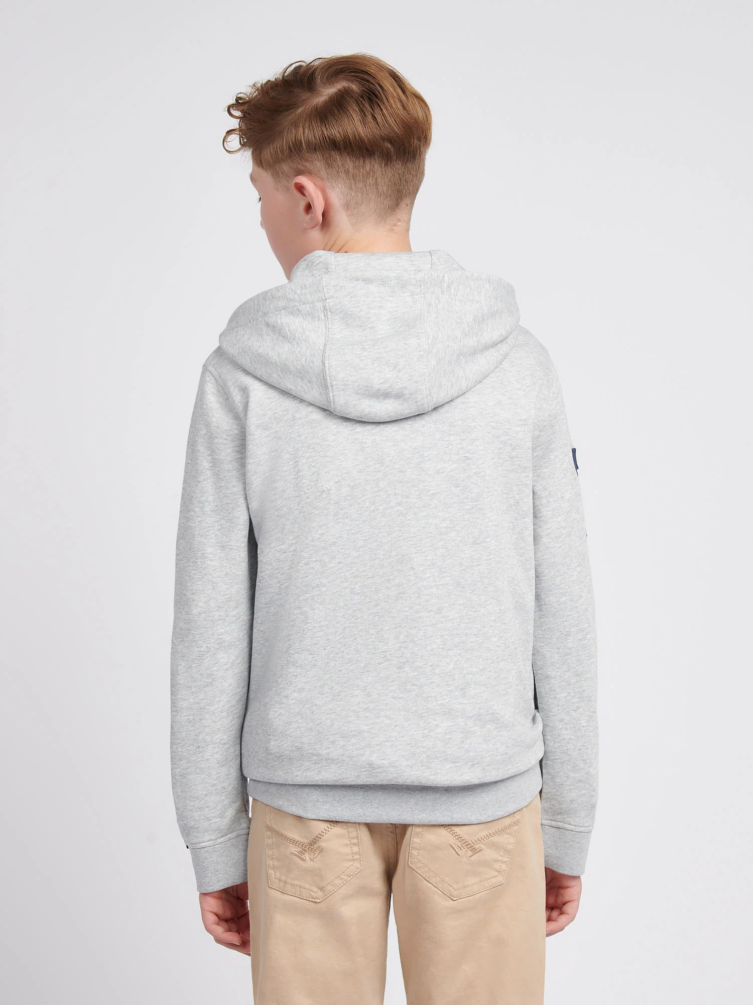 Boys Player 3 Hoodie in Mid Grey Marl - Image 4