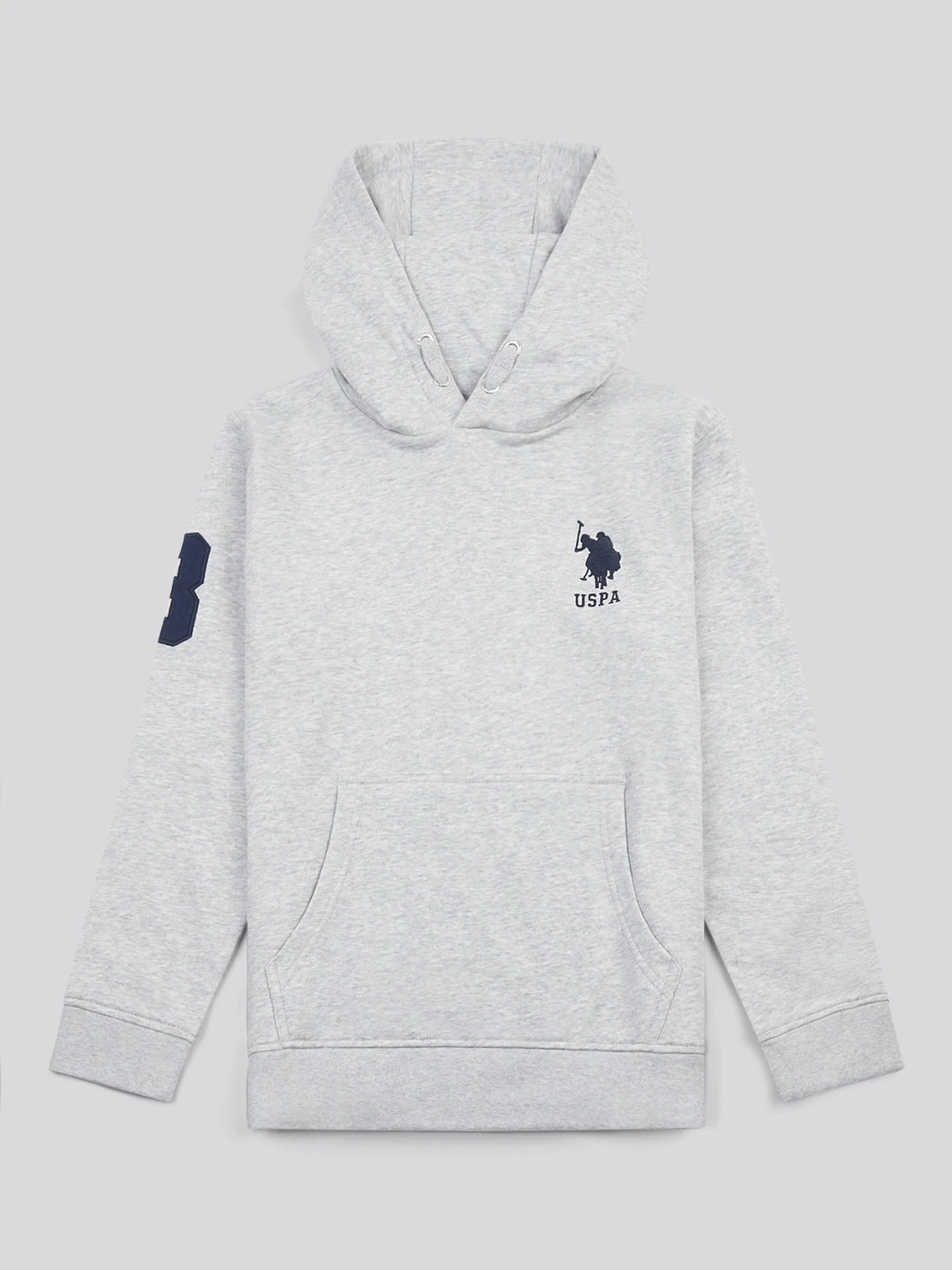 Boys Player 3 Hoodie in Mid Grey Marl - Image 6