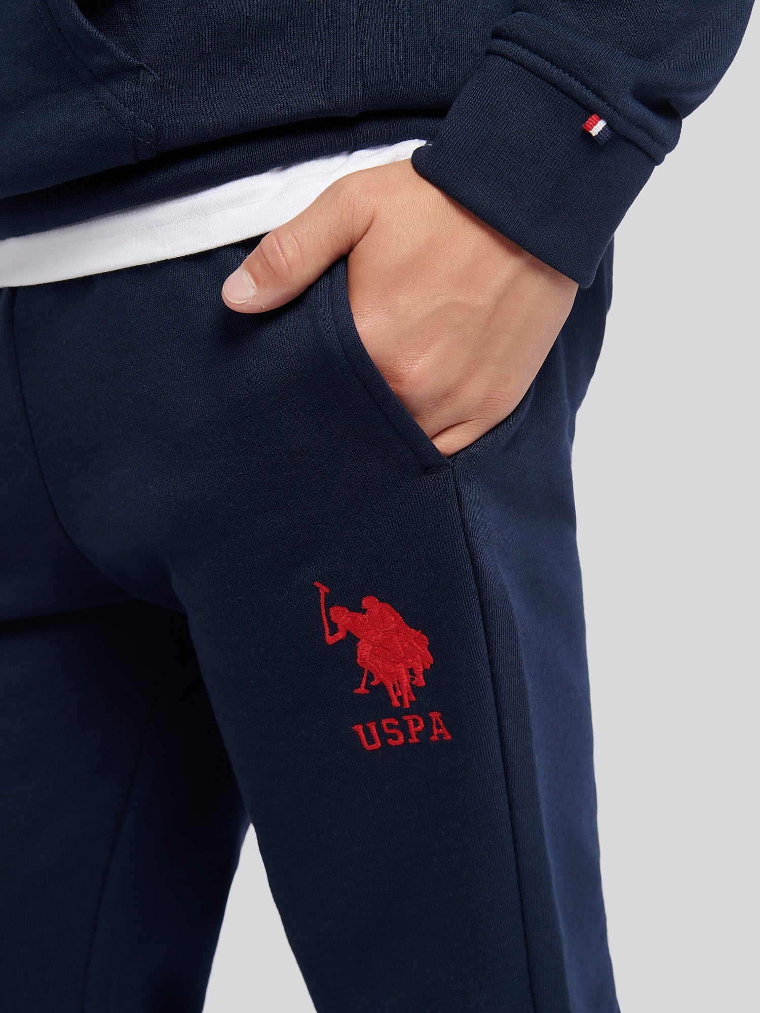 Boys Player 3 Loopback Jogger in Dark Sapphire Navy / Haute Red DHM - Image 2