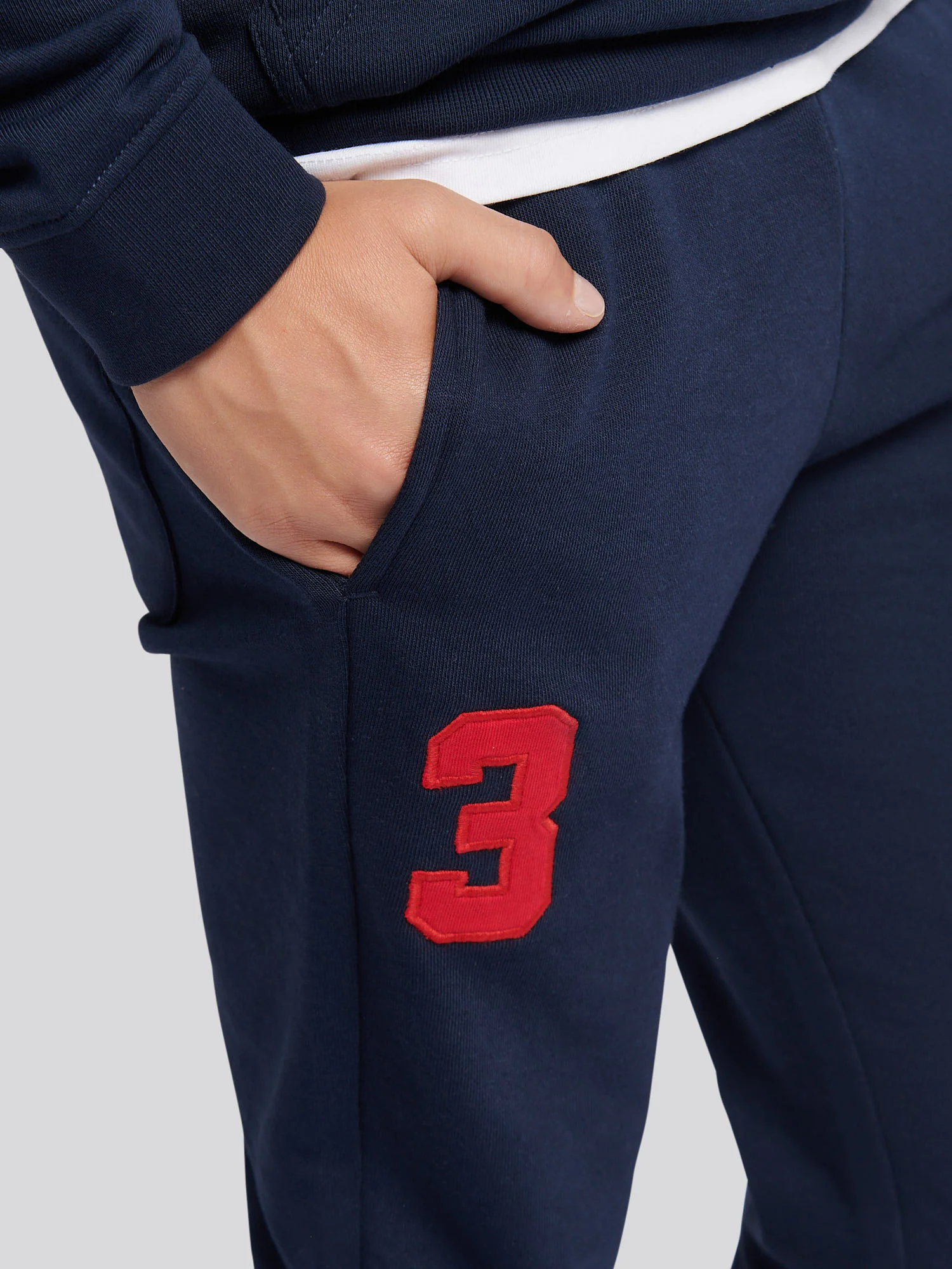 Boys Player 3 Loopback Jogger in Dark Sapphire Navy / Haute Red DHM - Image 5