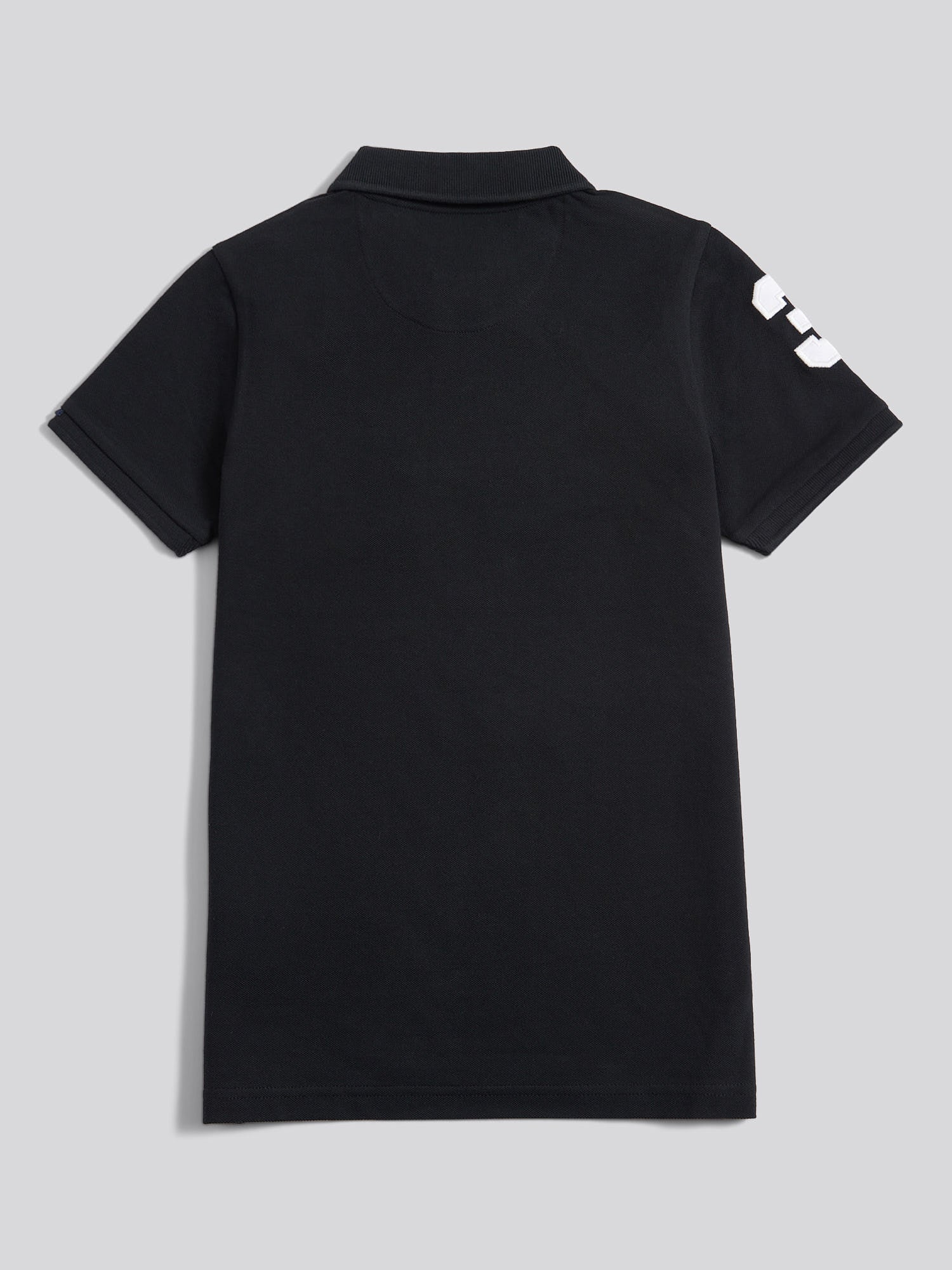 Boys Player 3 Polo Shirt Black Bright White DHM - Image 7