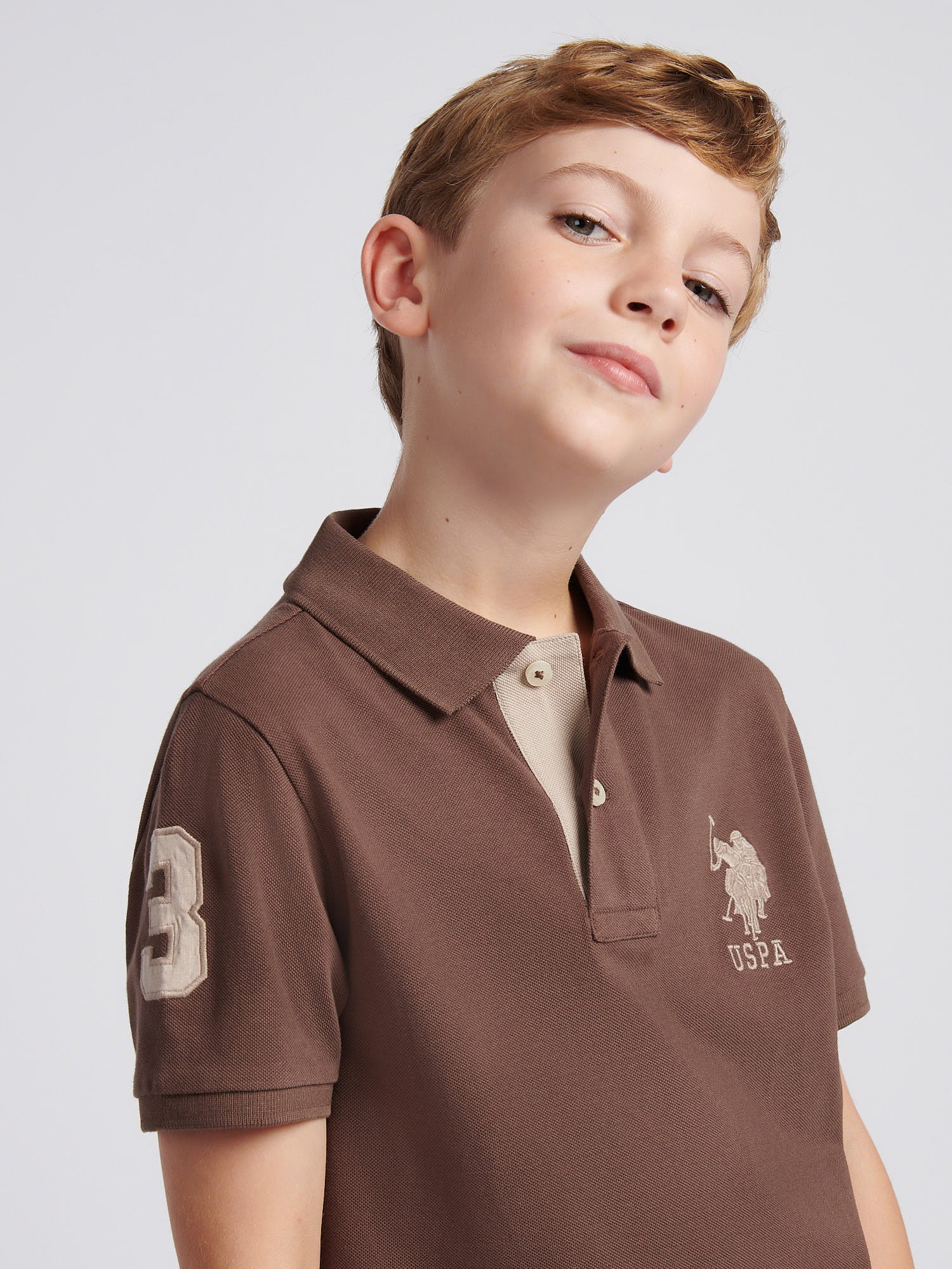 Boys Player 3 Polo Shirt Chocolate Martini - Image 5