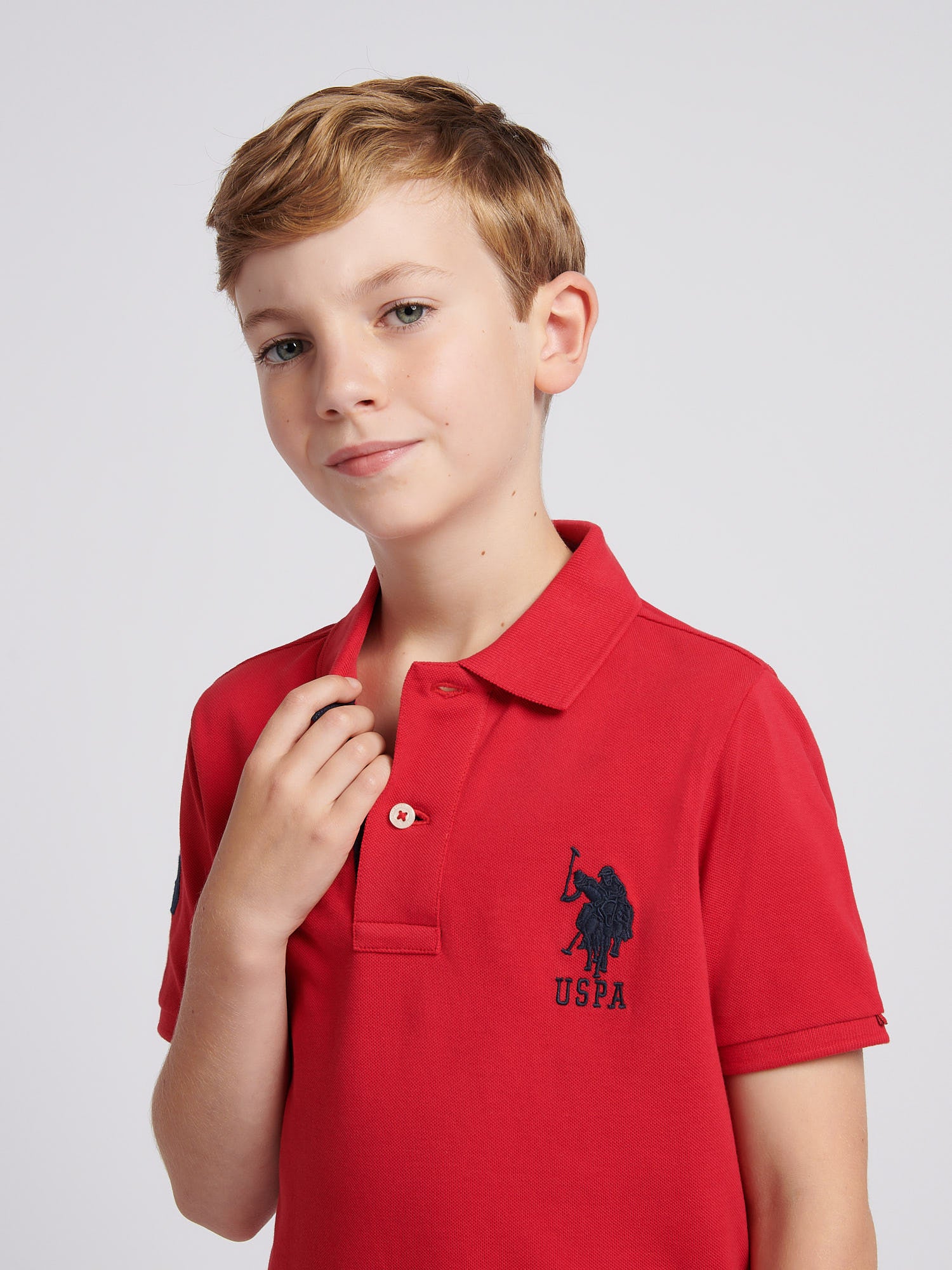 Boys Player 3 Polo Shirt Haute Red - Image 2