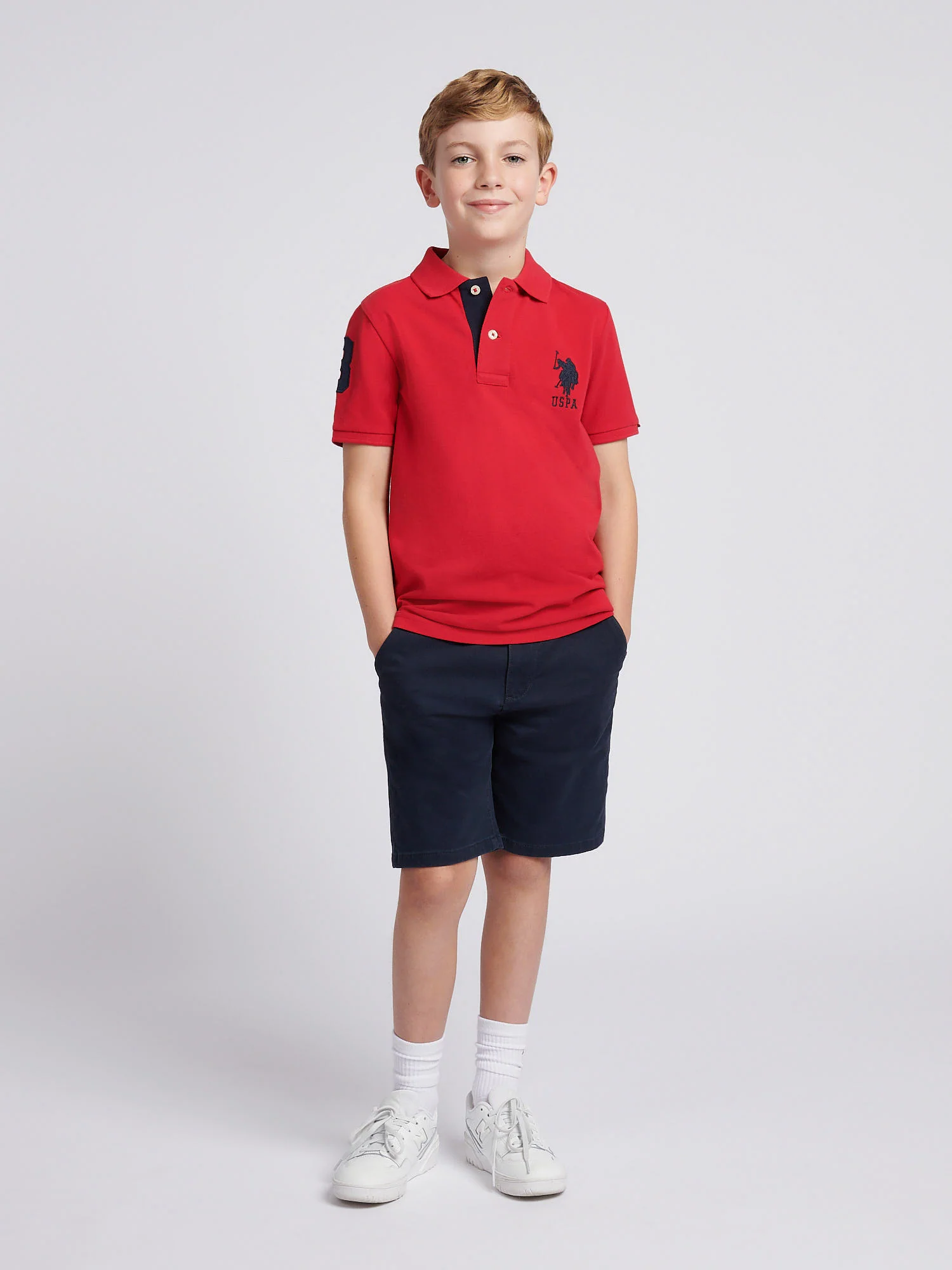 Boys Player 3 Polo Shirt Haute Red - Image 3