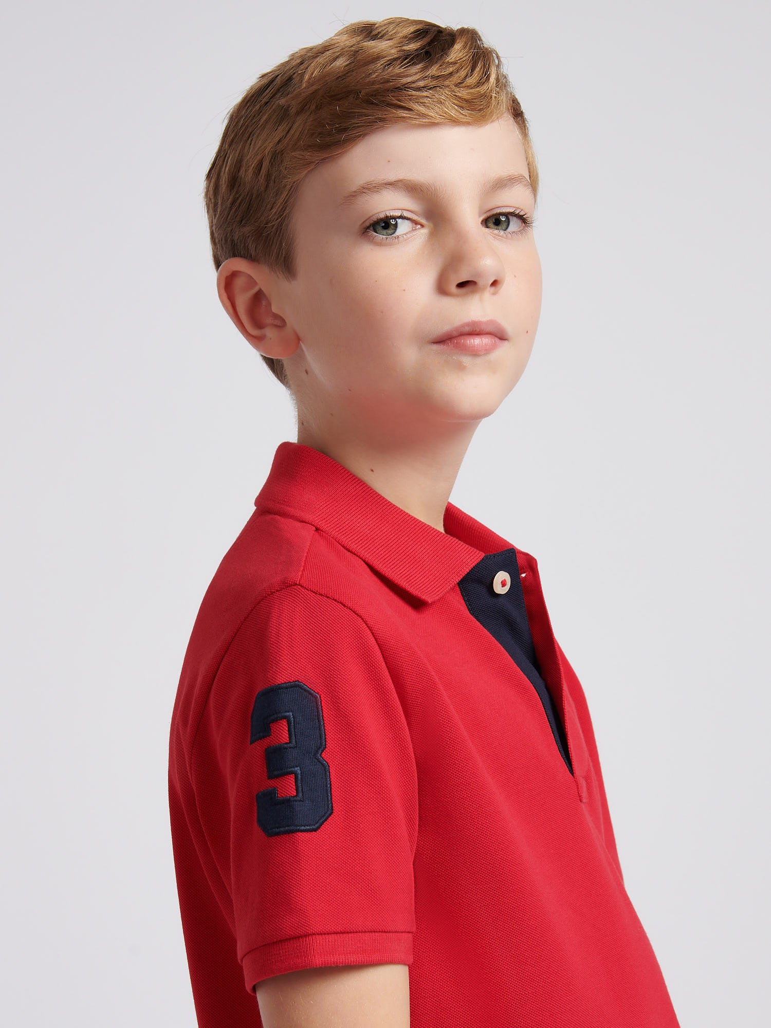 Boys Player 3 Polo Shirt Haute Red - Image 5