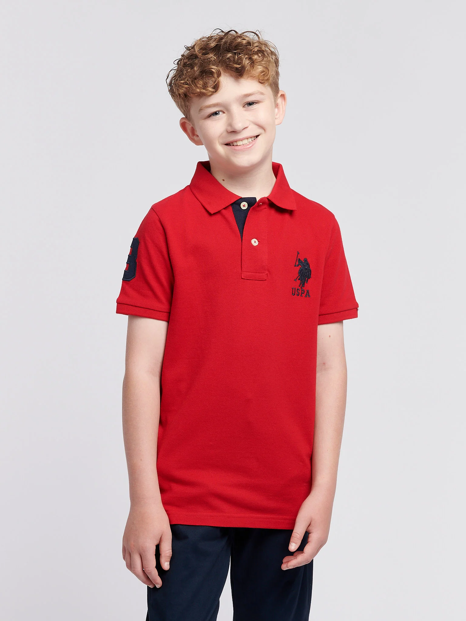 Boys Player 3 Polo Shirt in Haute Red