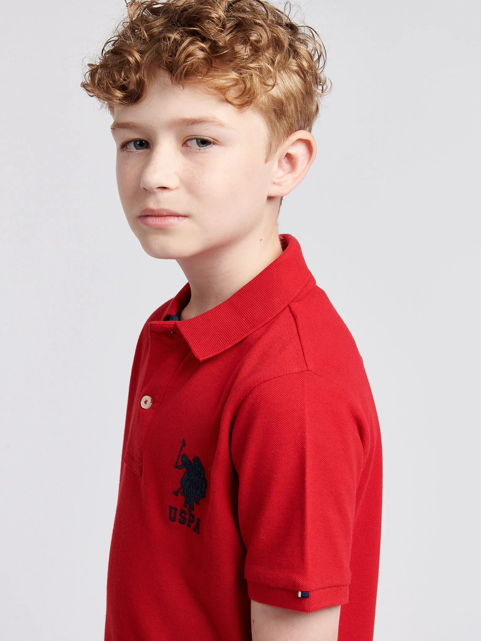 Boys Player 3 Polo Shirt in Haute Red - Image 5