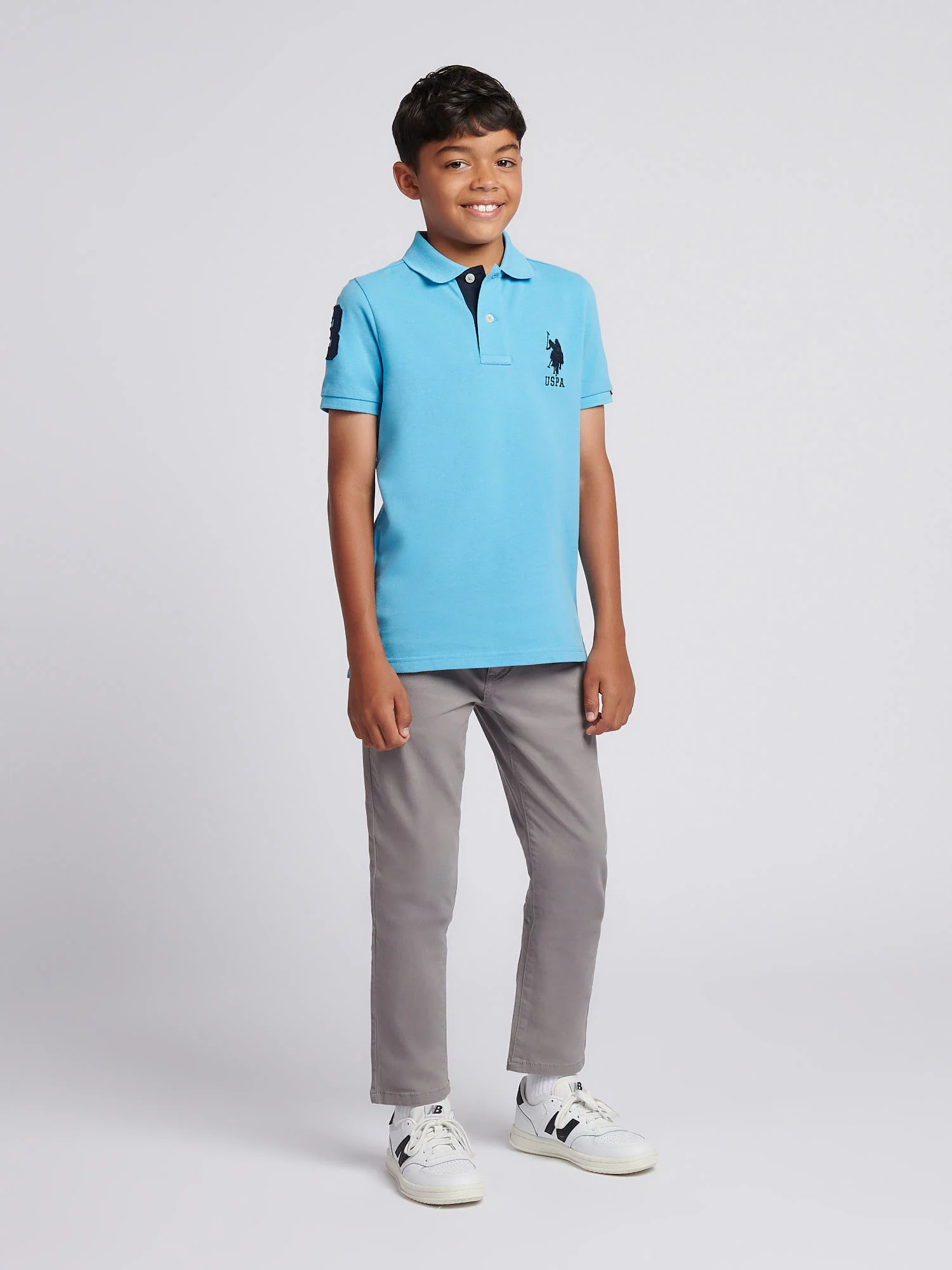 Boys Player 3 Polo Shirt Heritage Blue - Image 3