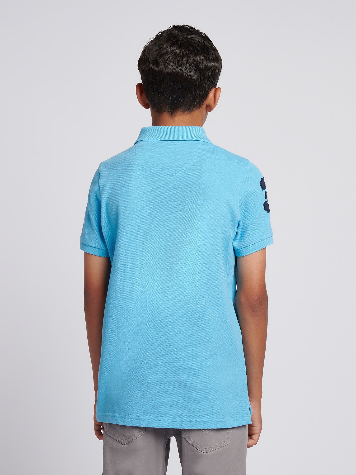 Boys Player 3 Polo Shirt Heritage Blue - Image 4