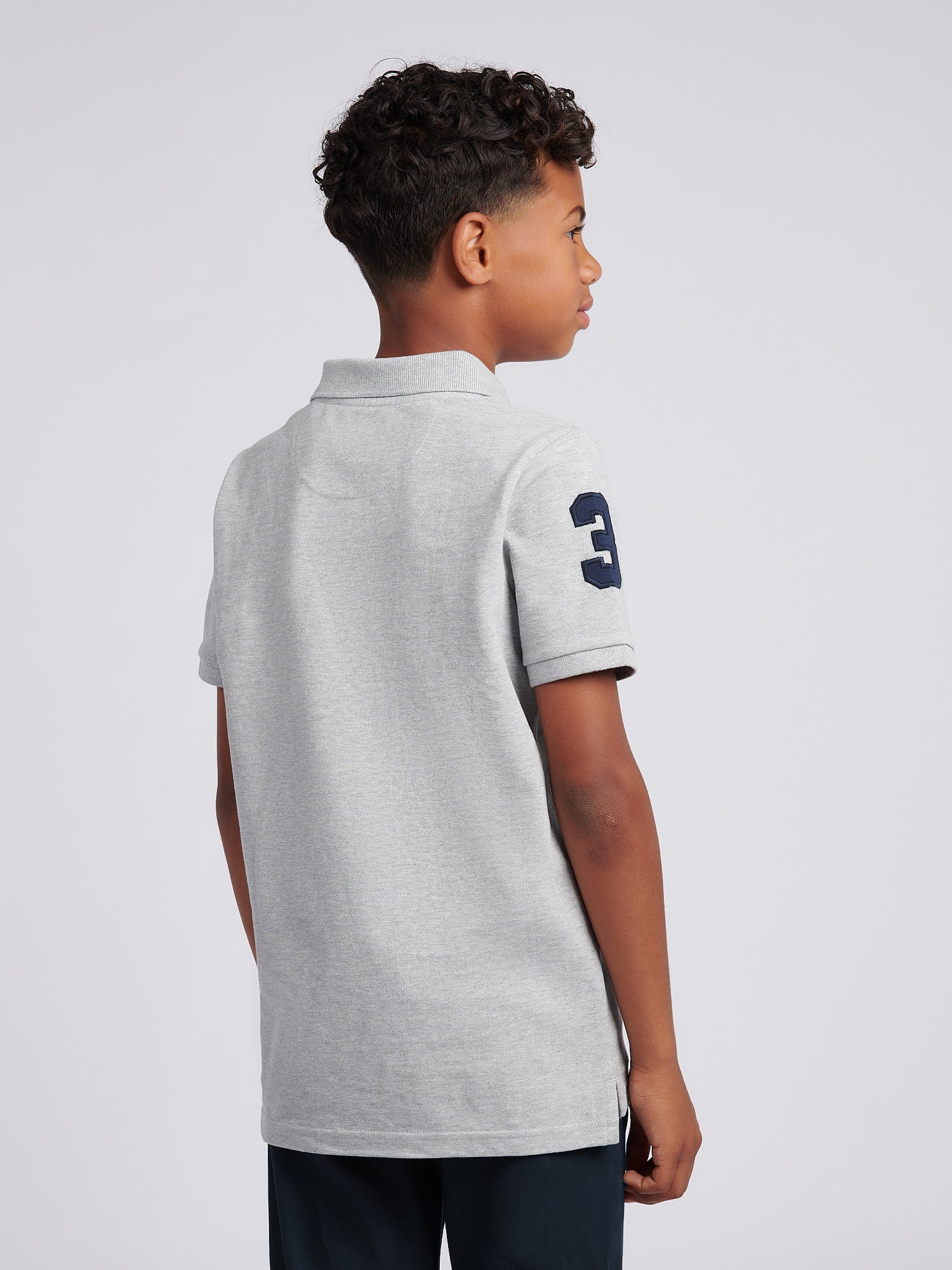Boys Player 3 Polo Shirt Mid Grey Marl - Image 4