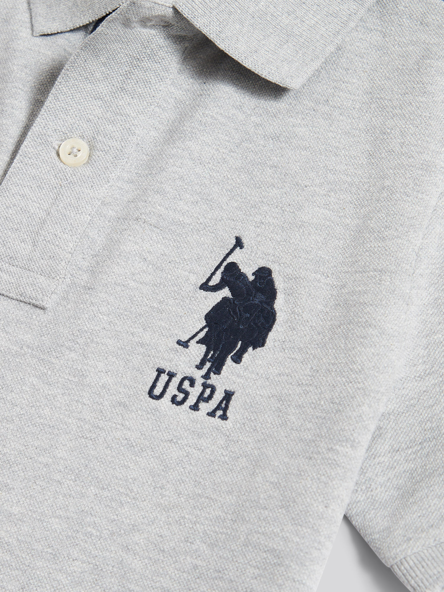 Boys Player 3 Polo Shirt Mid Grey Marl - Image 8