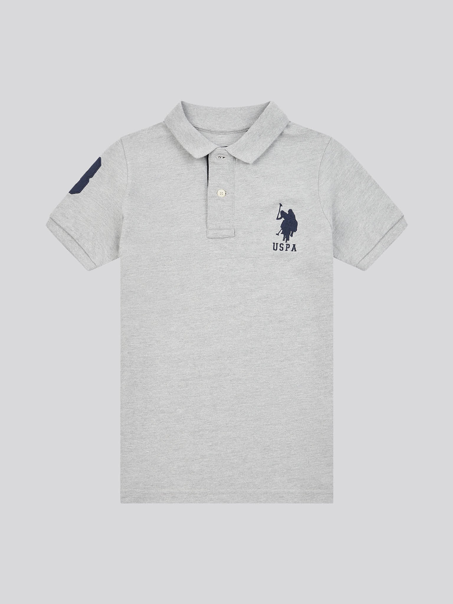 Boys Player 3 Polo Shirt in Mid Grey Marl - Image 5