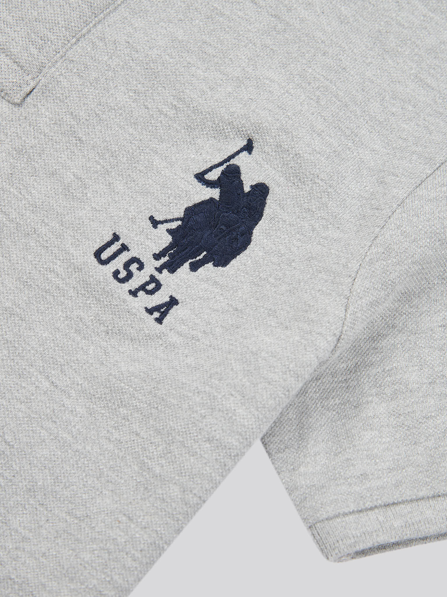 Boys Player 3 Polo Shirt in Mid Grey Marl - Image 7