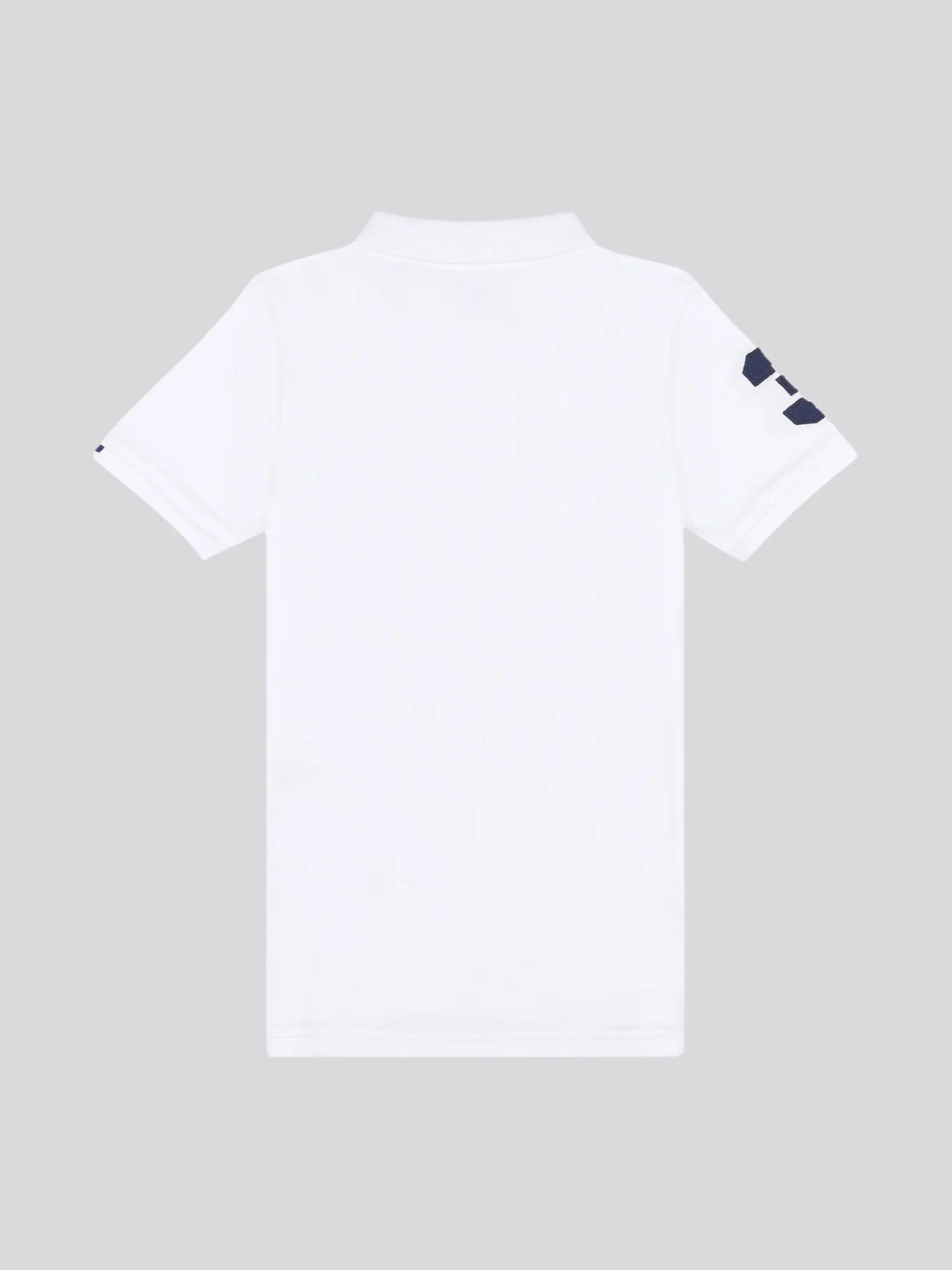 Boys Player 3 Polo Shirt in White / Dark Sapphire Navy DHM - Image 6