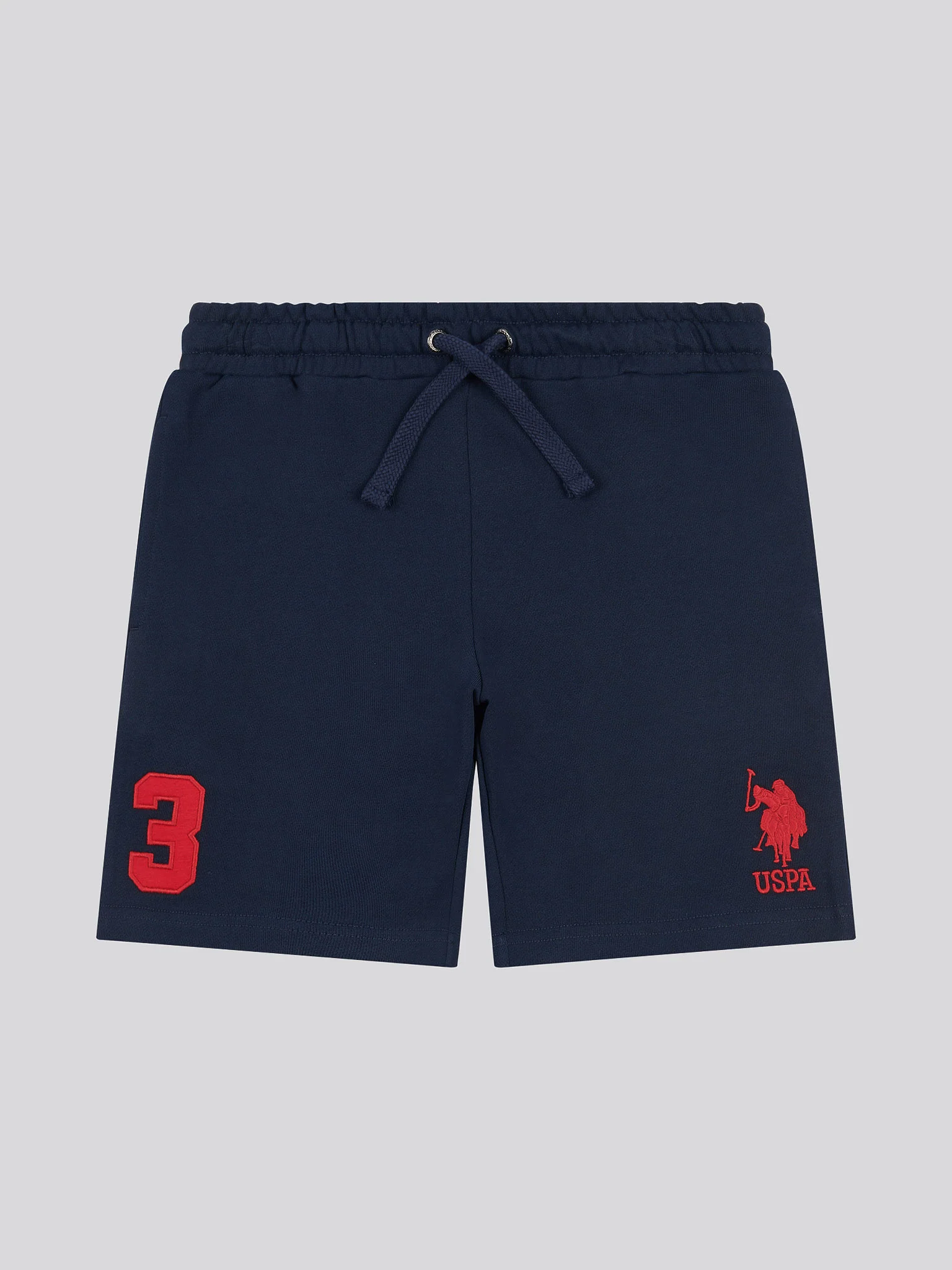 Boys Player 3 Sweat Short in Dark Sapphire Navy / Haute Red DHM - Image 5
